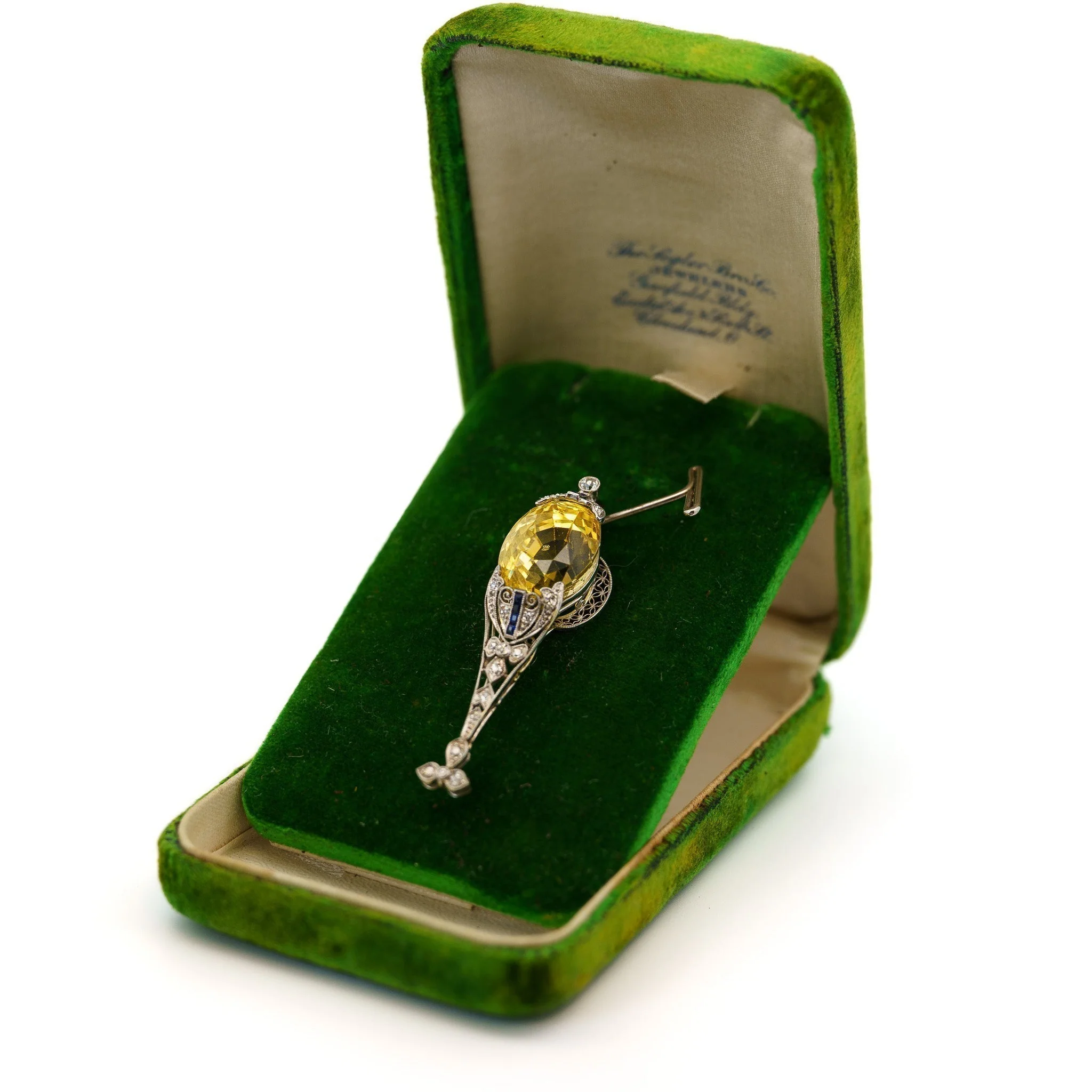 AGL Cert. Antique 20 Carat No Heat Ceylon Yellow Sapphire Art Deco Filigree Pendant - Image 11