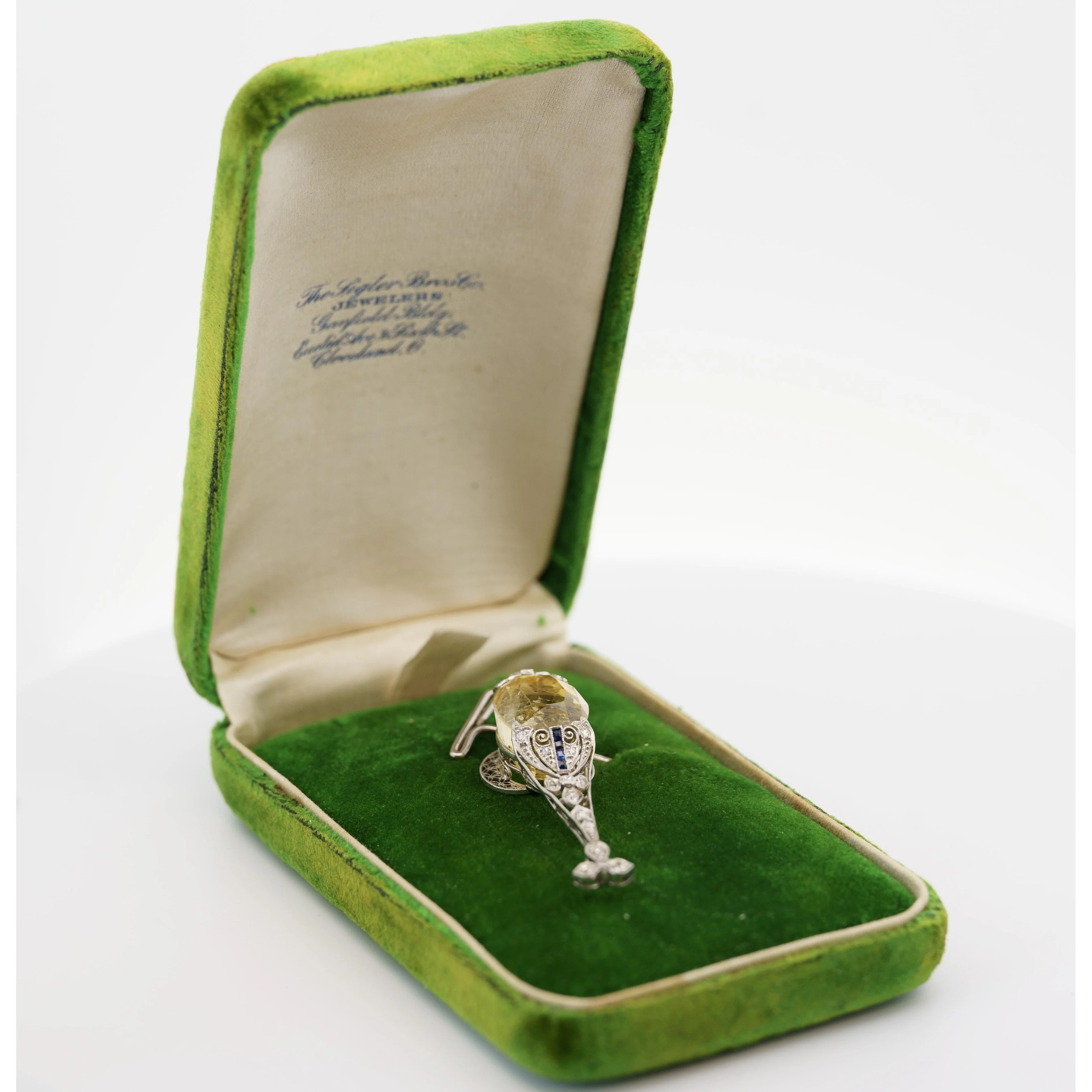 AGL Cert. Antique 20 Carat No Heat Ceylon Yellow Sapphire Art Deco Filigree Pendant - Image 3