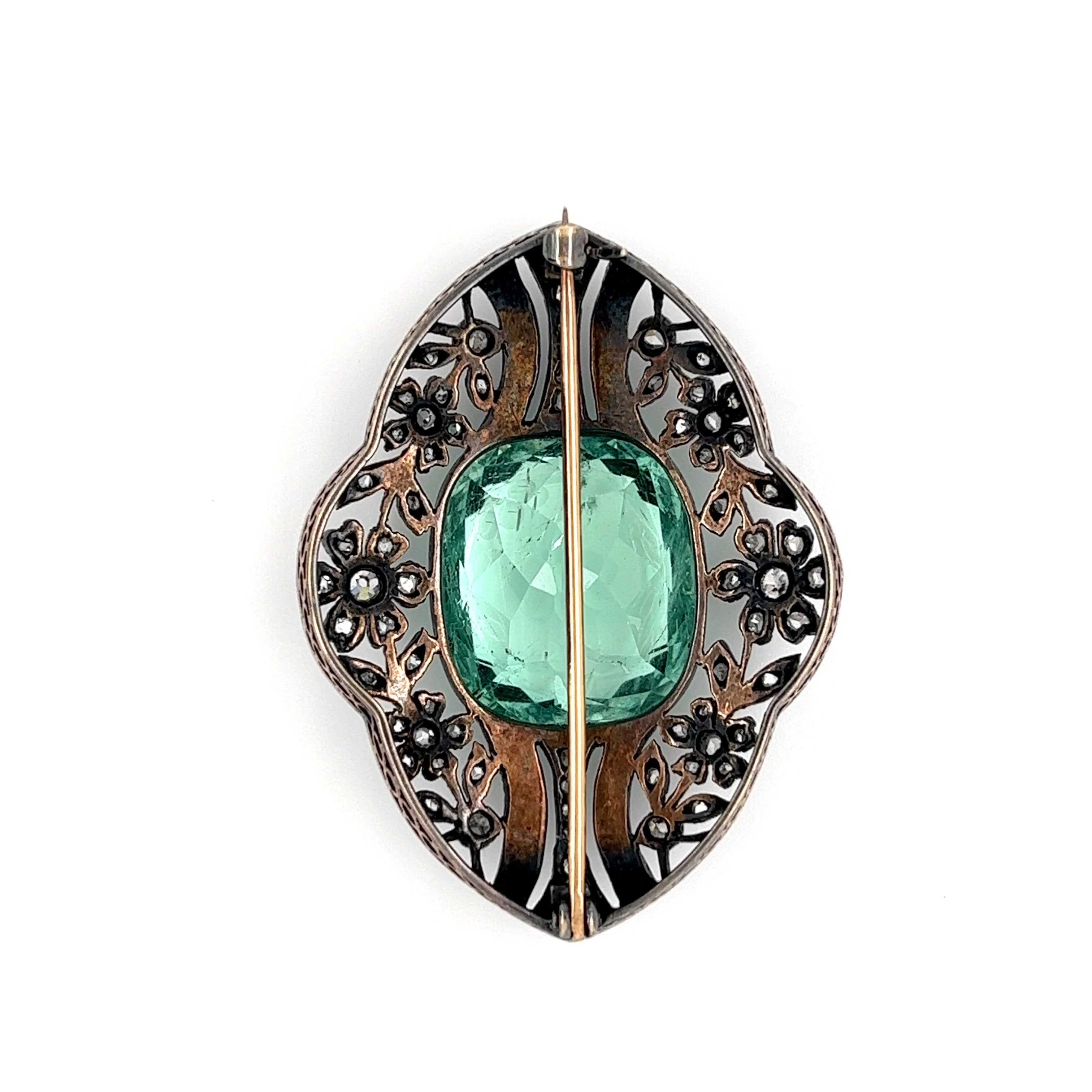 AGL Certified No Heat Ural Mountain Russian Beryl Pin in 14k - Image 2