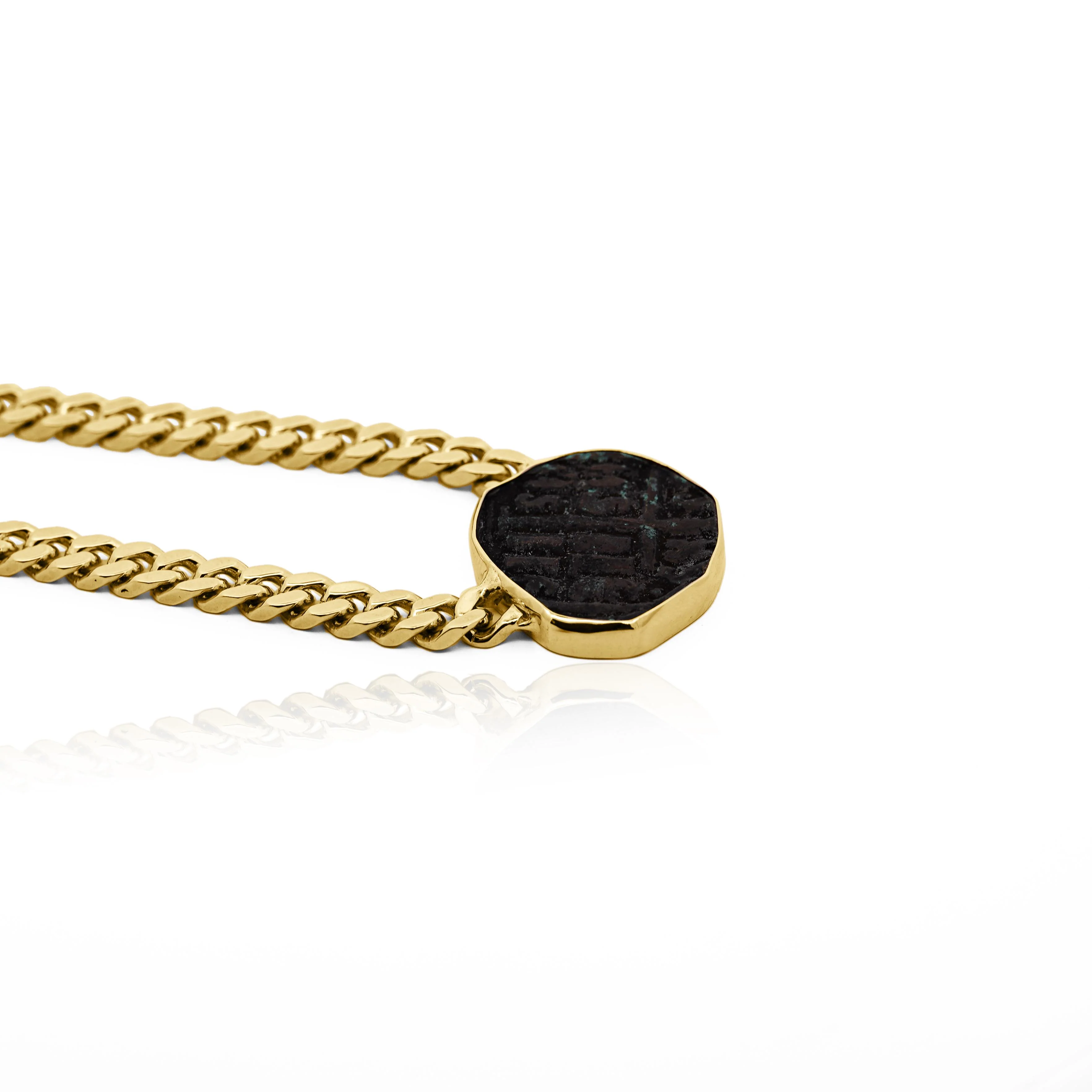 Antique Biblical Coin Bezel Set in 14K Yellow Gold Necklace - Image 4