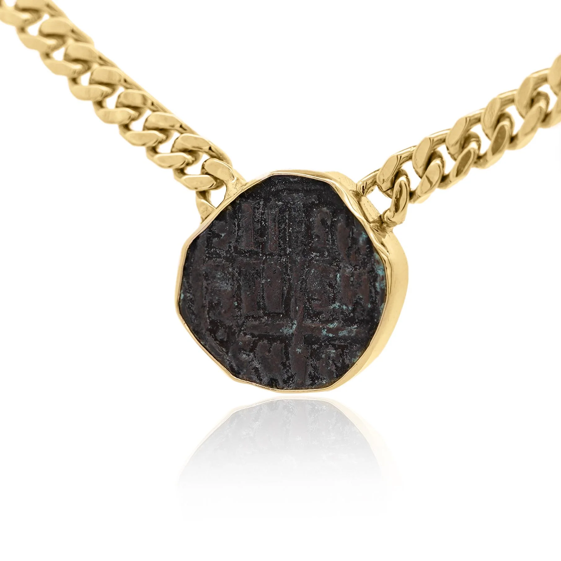 Antique Biblical Coin Bezel Set in 14K Yellow Gold Necklace - Image 6