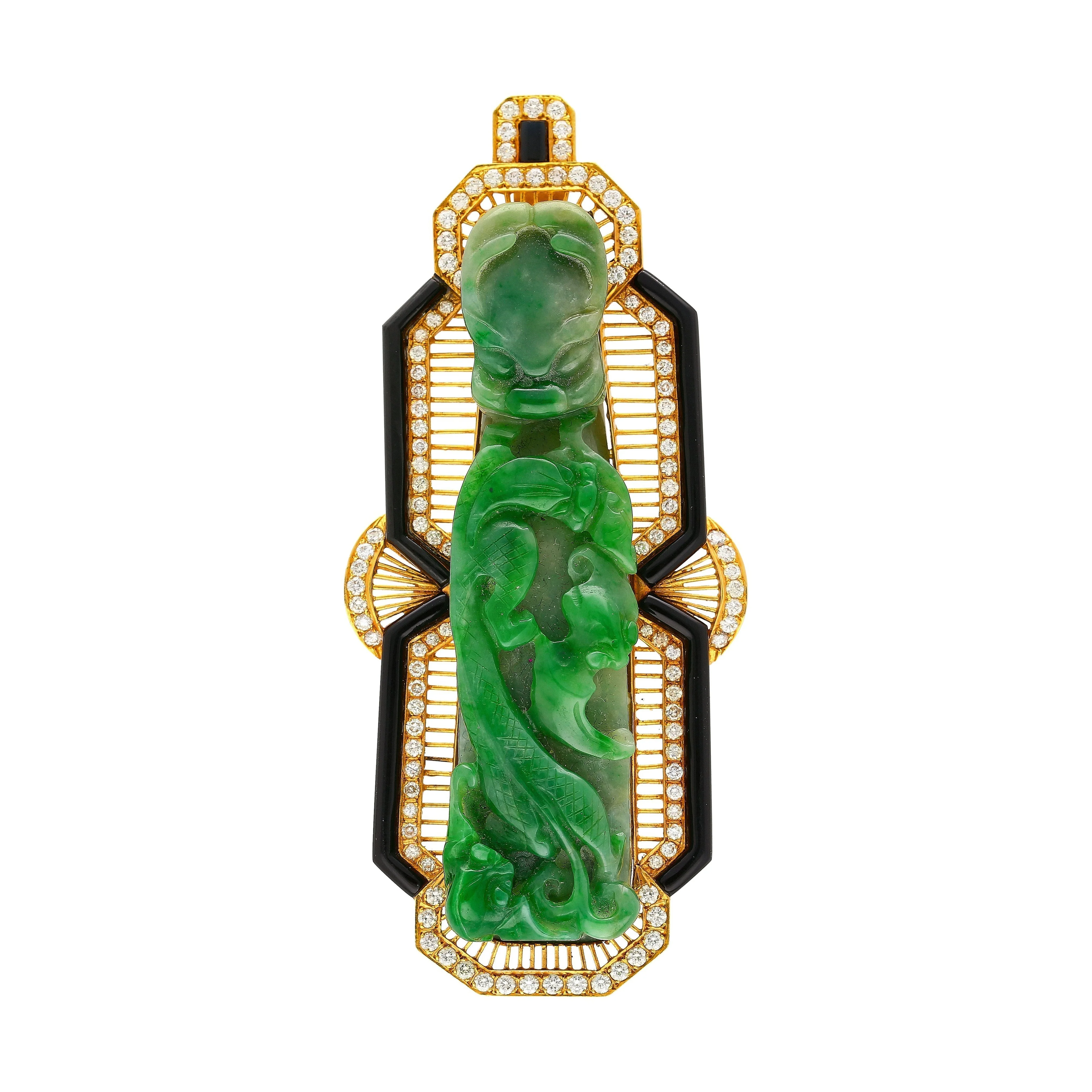 Antique Carved Grade A Jadeite Jade "Dragon Hook" Chinese Belt Buckle Pendant - Image 3