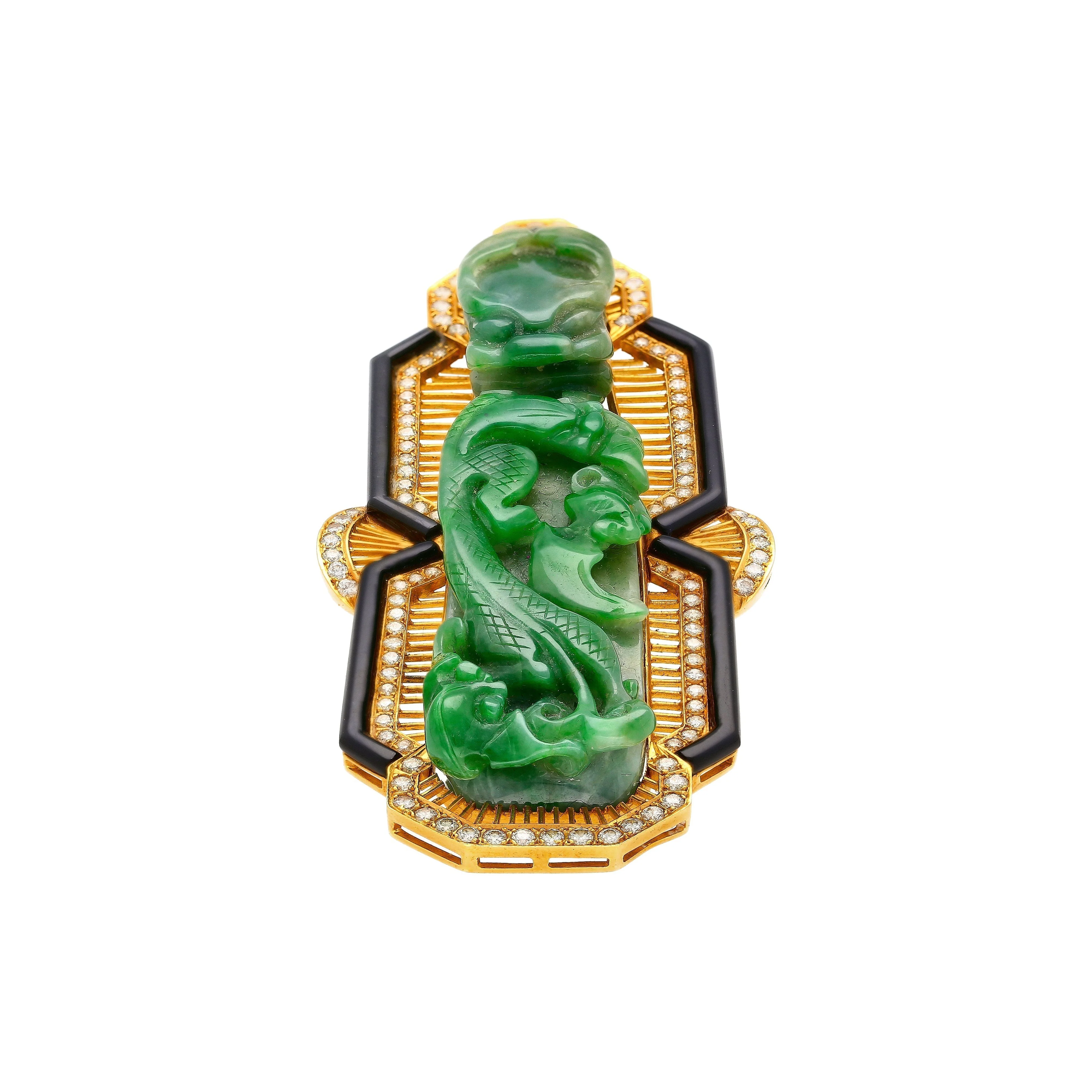 Antique Carved Grade A Jadeite Jade "Dragon Hook" Chinese Belt Buckle Pendant - Image 4