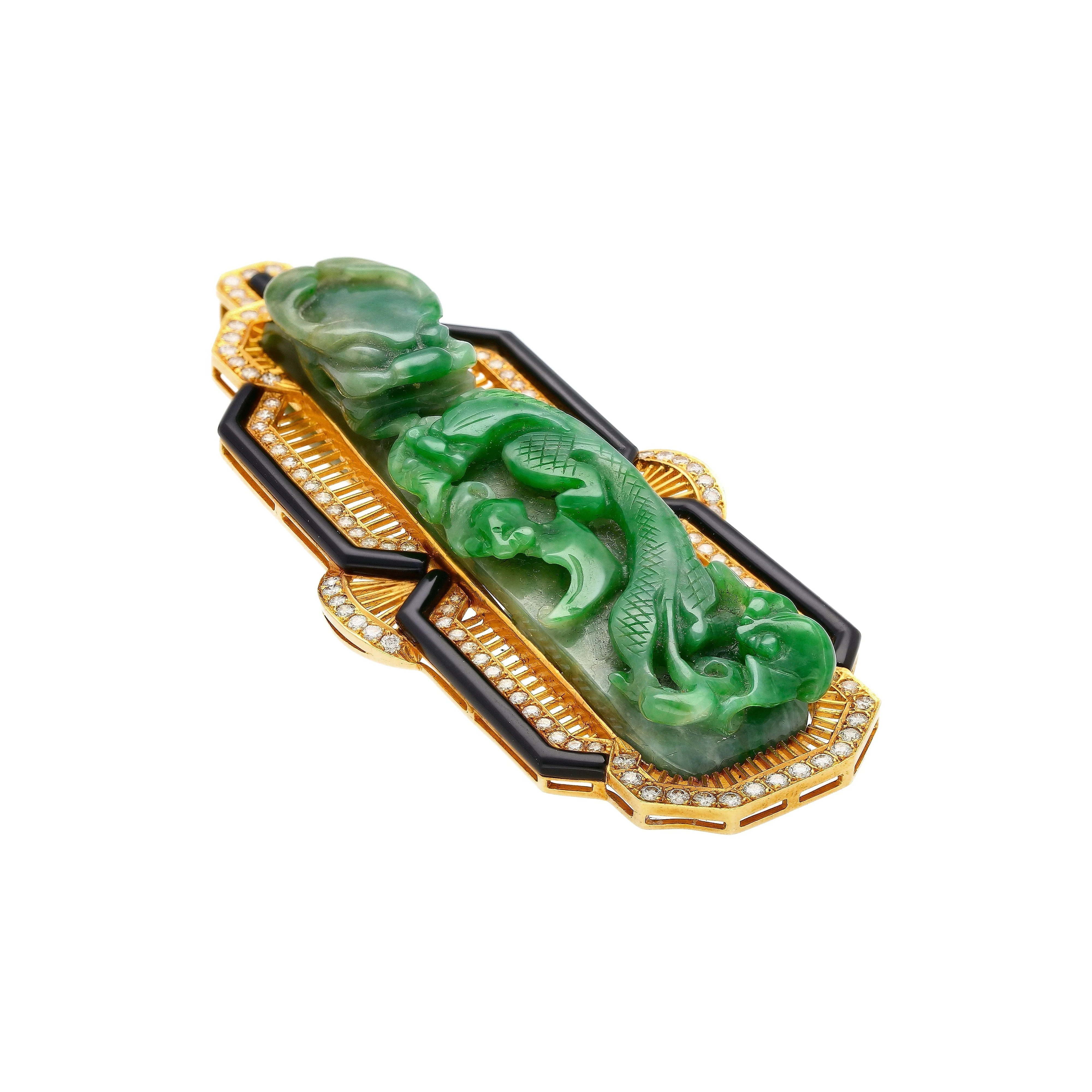 Antique Carved Grade A Jadeite Jade "Dragon Hook" Chinese Belt Buckle Pendant - Image 5