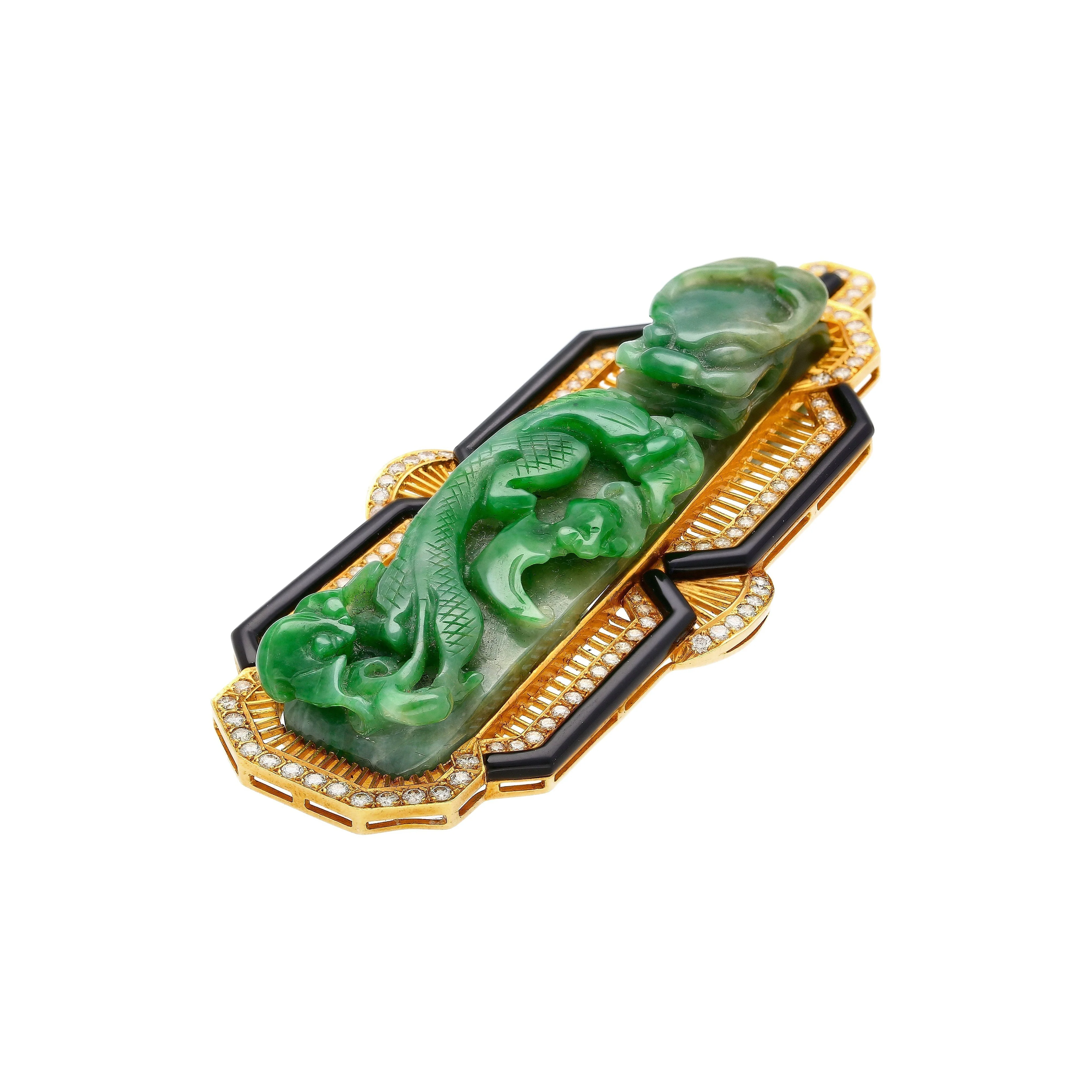 Antique Carved Grade A Jadeite Jade "Dragon Hook" Chinese Belt Buckle Pendant - Image 6