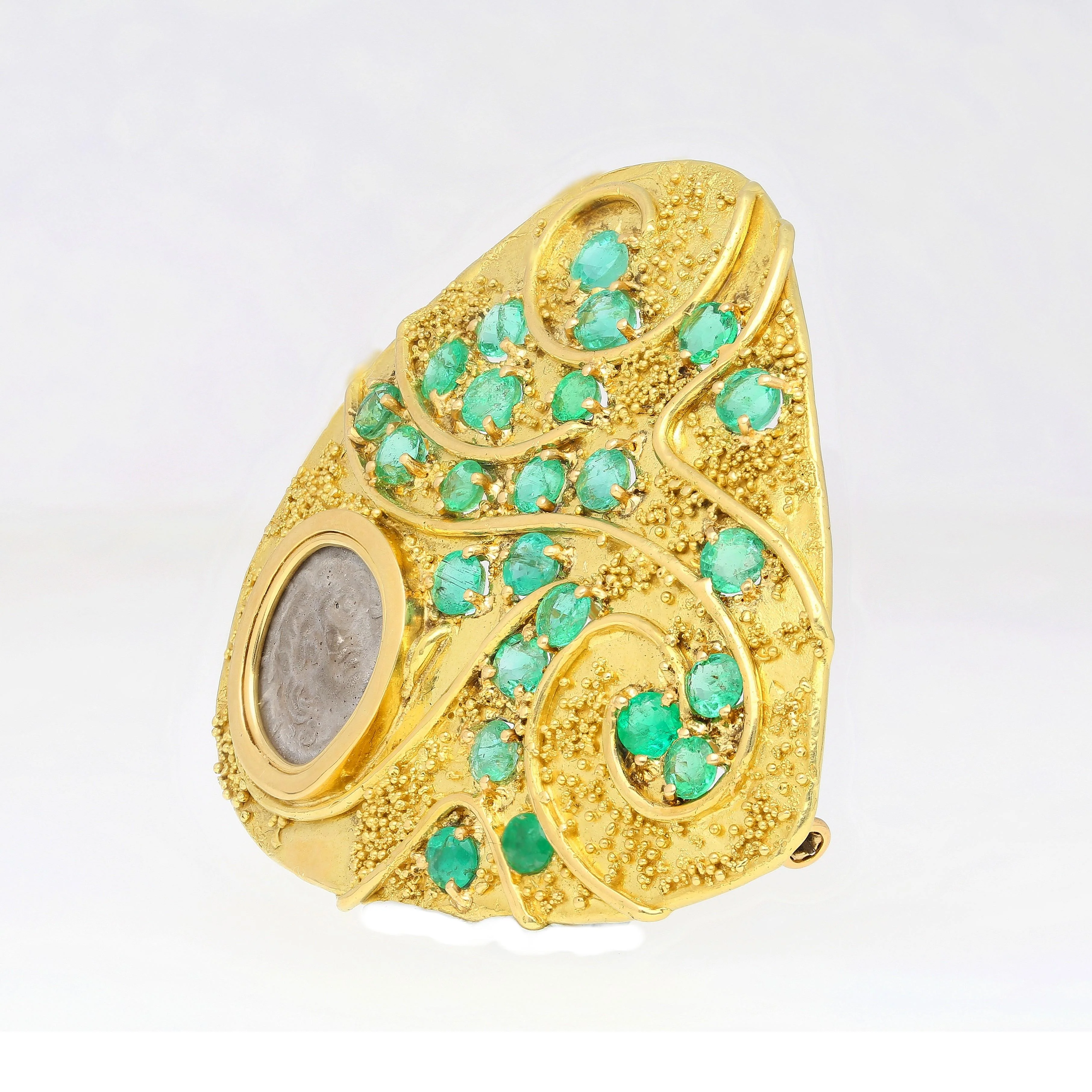 Antique Italian Coin Signed Gage in 18K Gold Brooch - Image 3