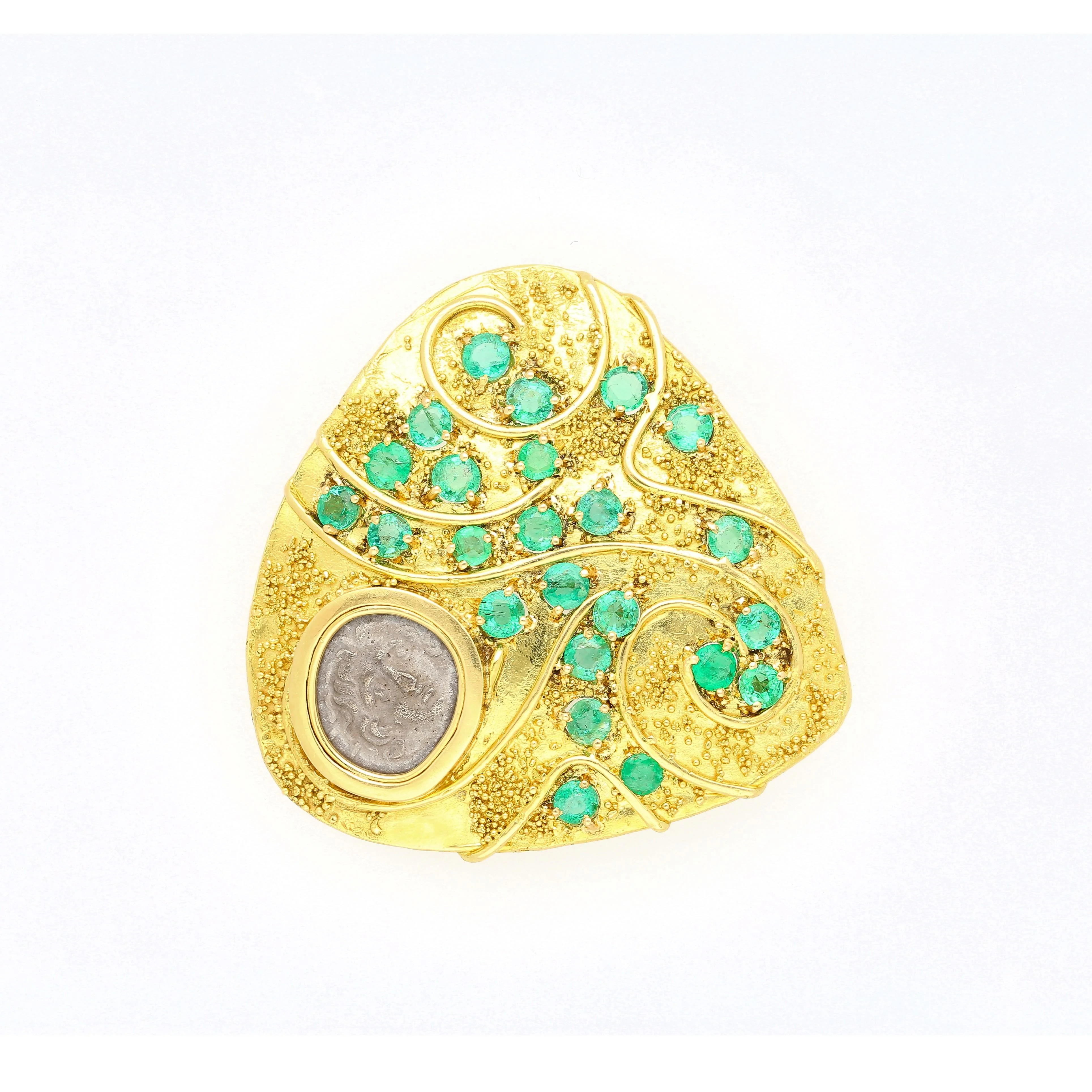 Antique Italian Coin Signed Gage in 18K Gold Brooch - Image 6