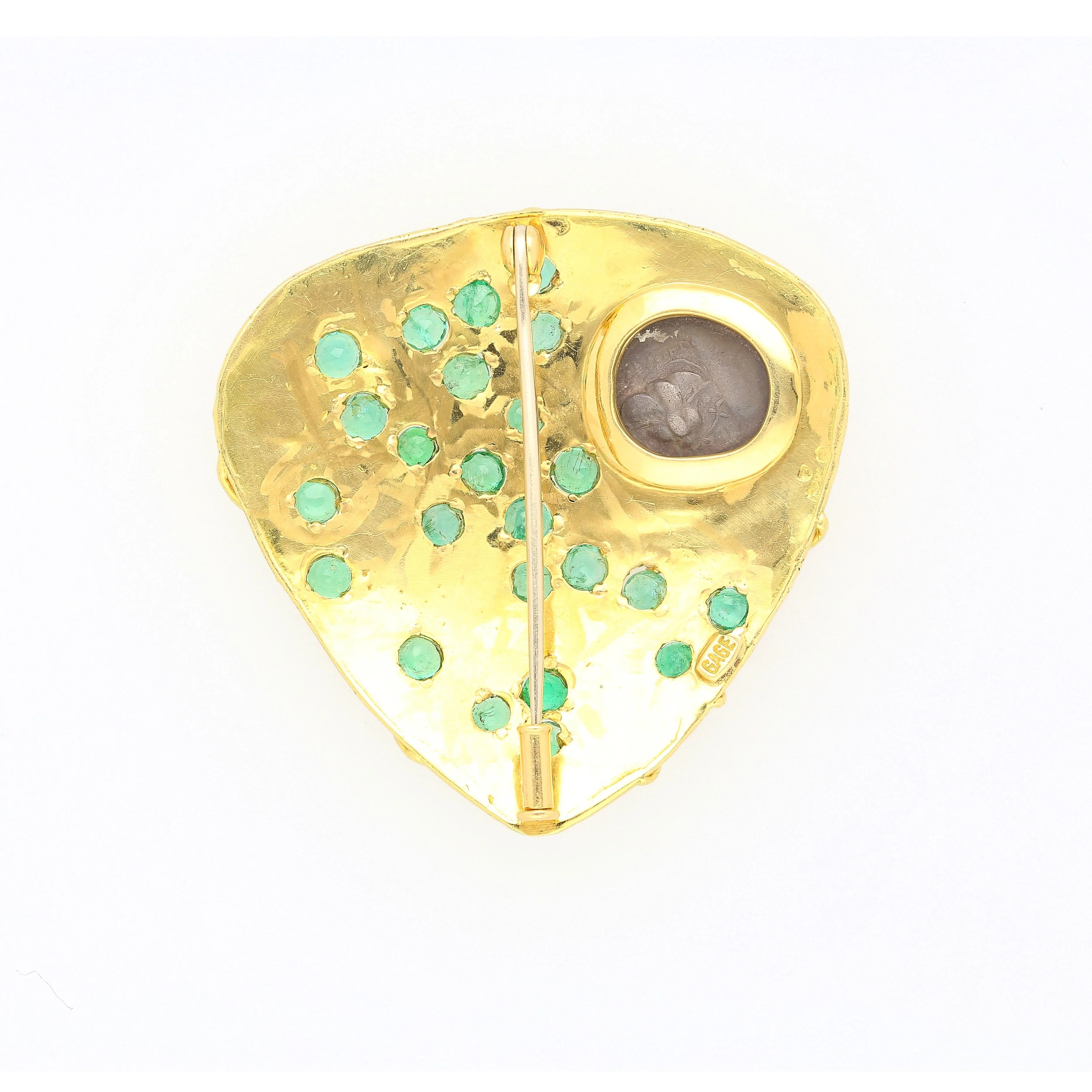 Antique Italian Coin Signed Gage in 18K Gold Brooch - Image 7