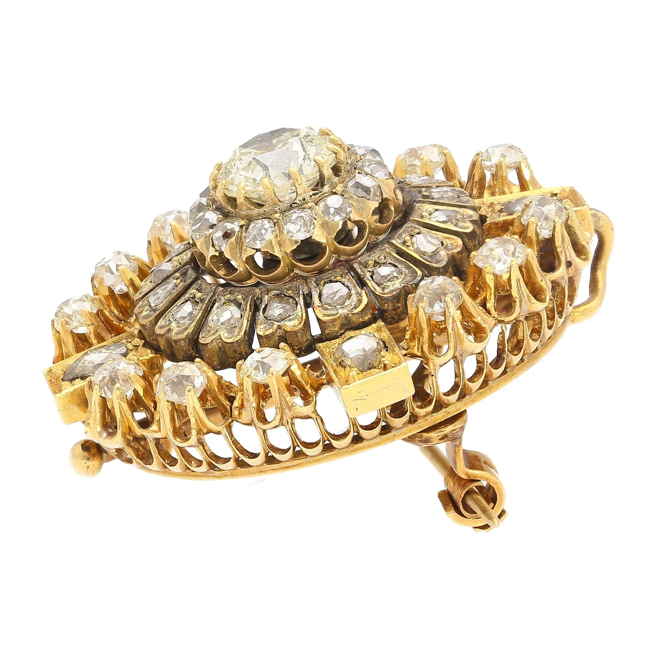 Antique Victorian Late 1800's 6.72 Carat Total Mixed Old Euro Cut Diamond Brooch - Image 6