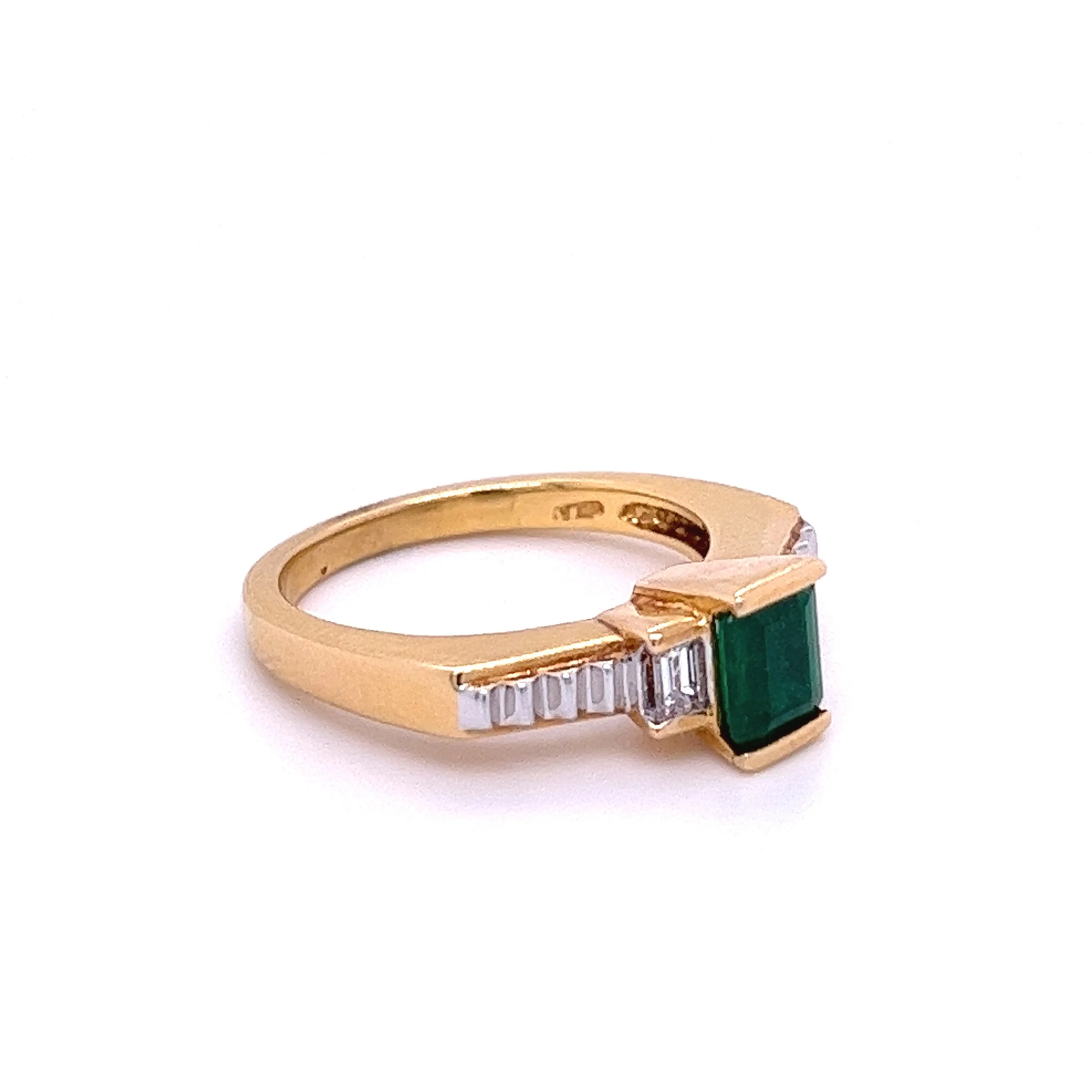 Art Deco Colombian Emerald Engagement Ring in 18k Gold - Image 3
