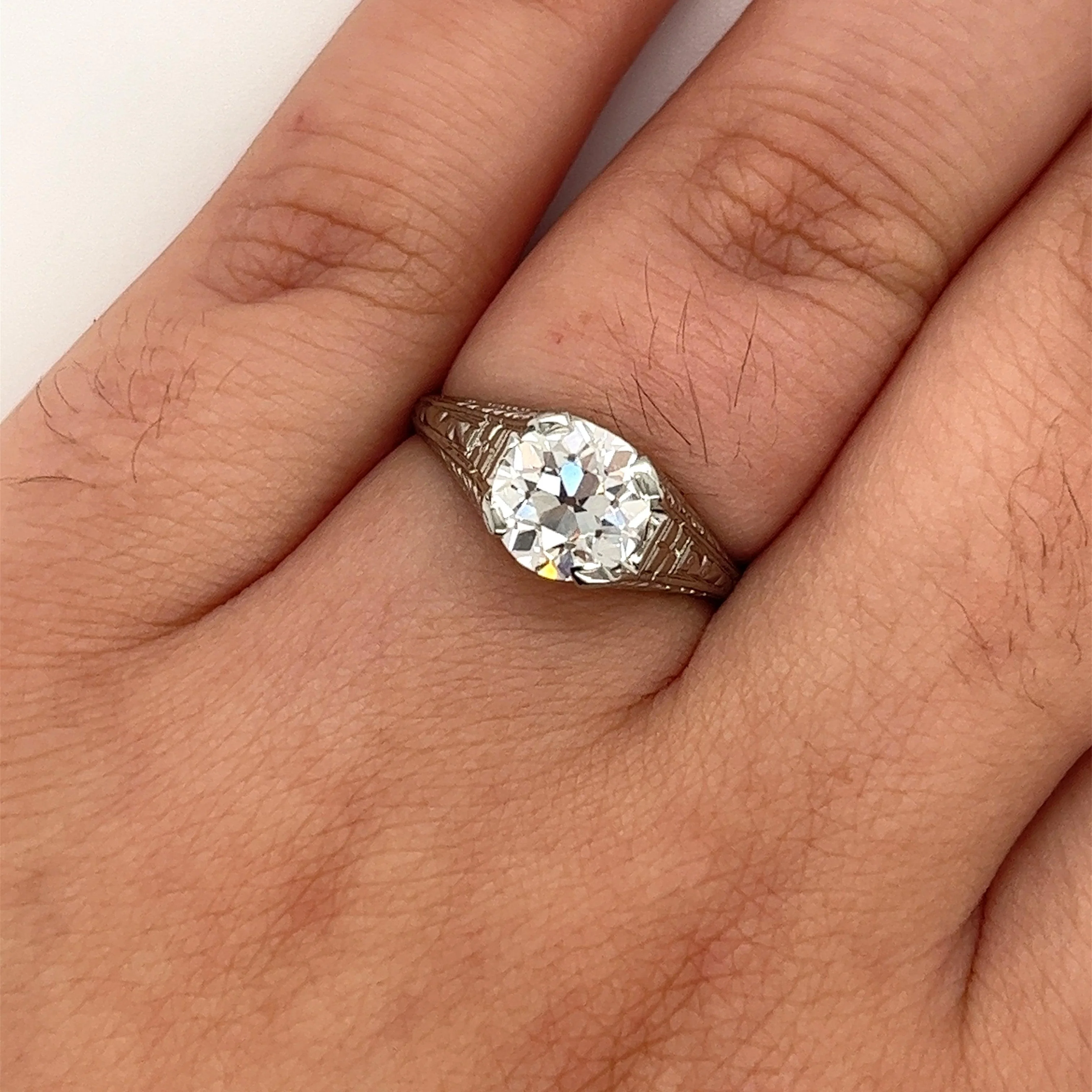 Art Deco Old European Cut Vintage Engagement Ring 1.69ct G/VVS1 GIA - Image 8