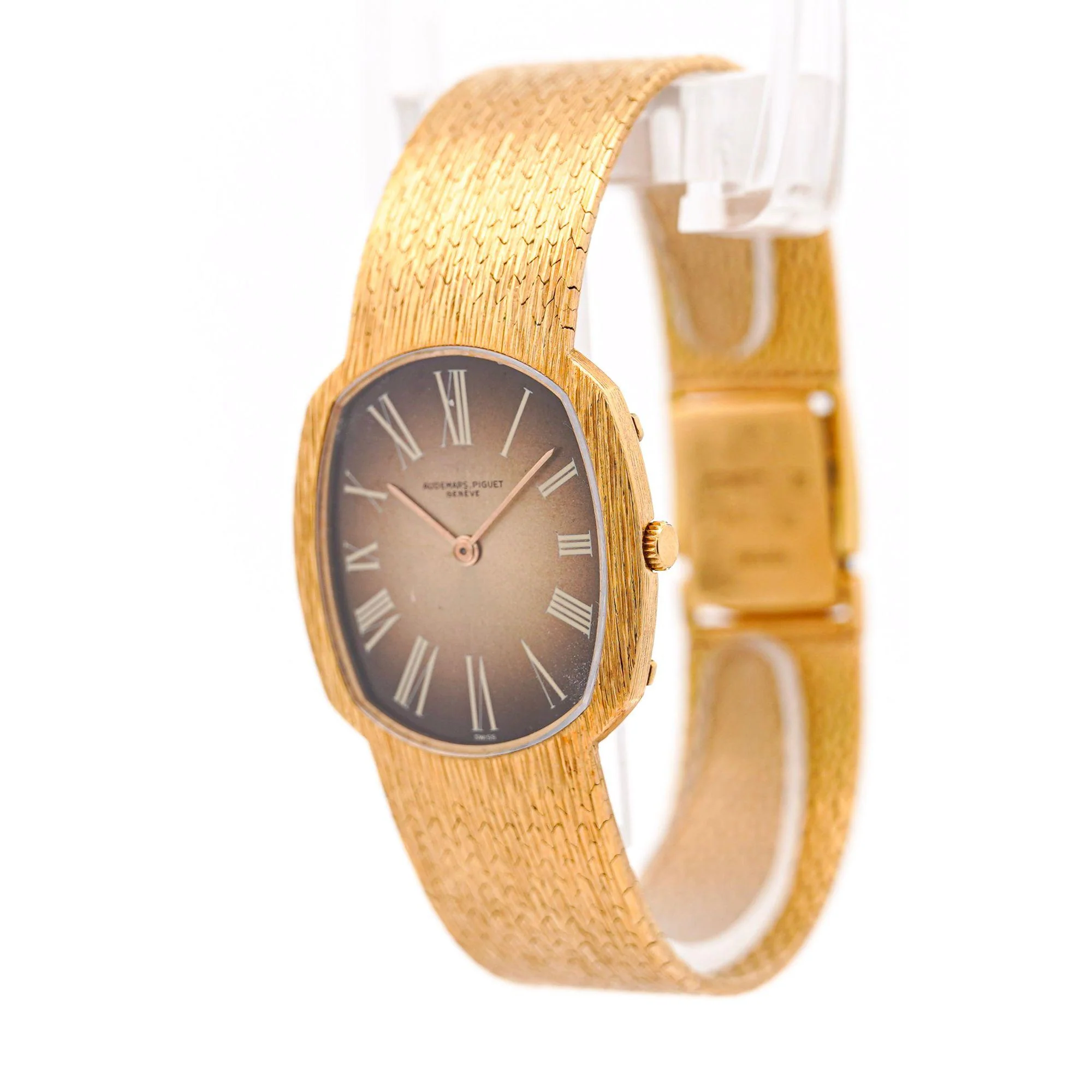 Audemars Piguet 28mm 18K Gold Brown Fumé Sunburst Mesh Bracelet Watch - Image 10