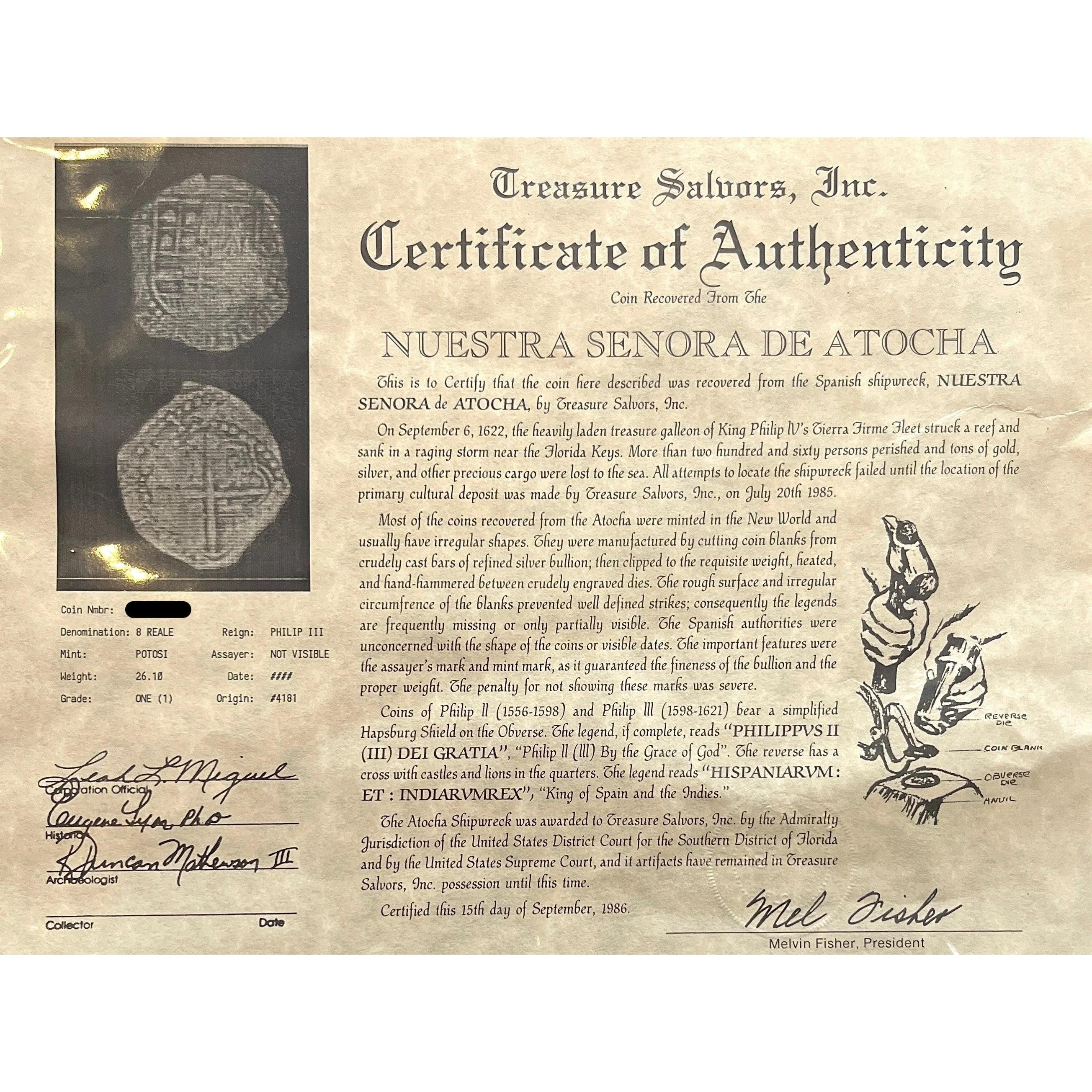 Atocha Shipwreck 8 Reale Grade 1 Coin - Image 9