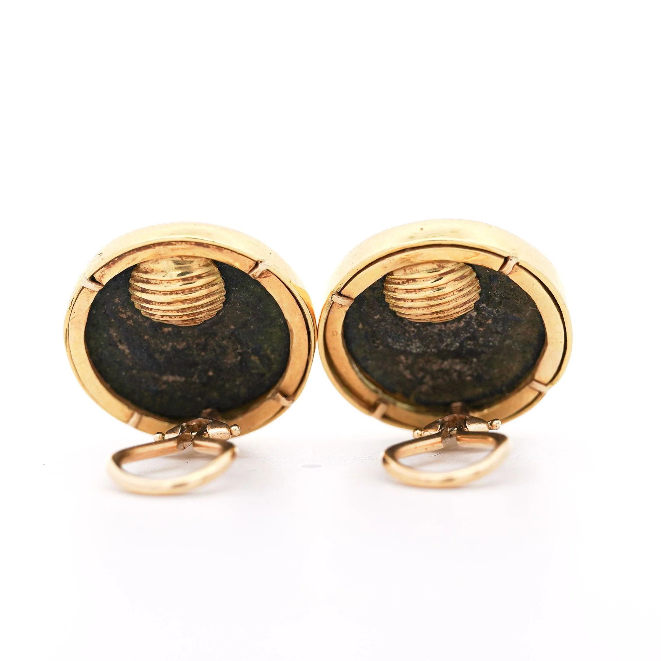 Authentic Roman Coin 14K Gold Bezel Set Stud Earrings With Lever Backs - Image 6