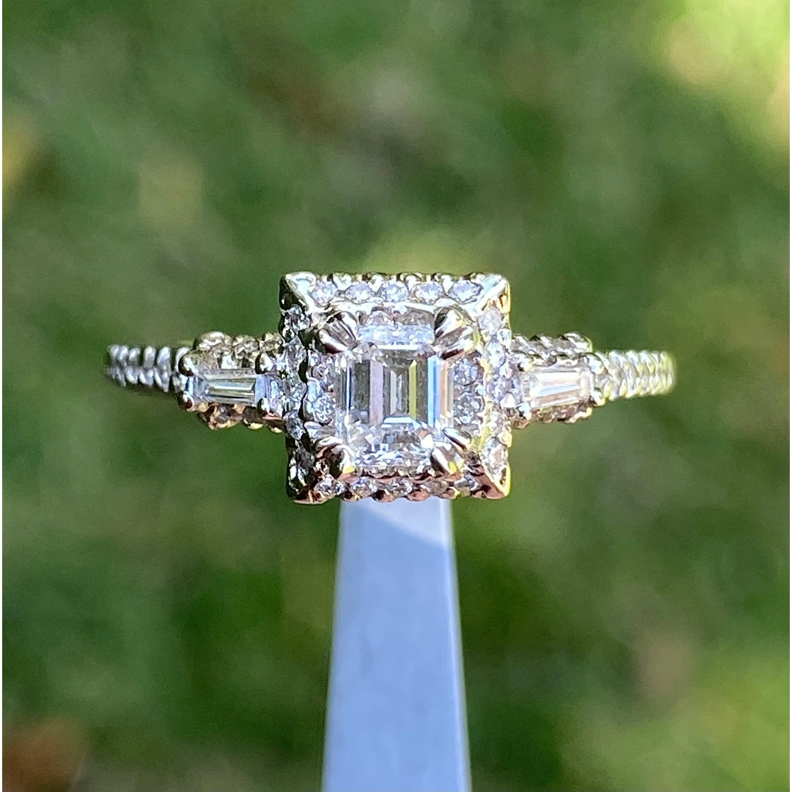 Baguette Cut Diamond Engagement Ring in 14k White Gold - Image 3