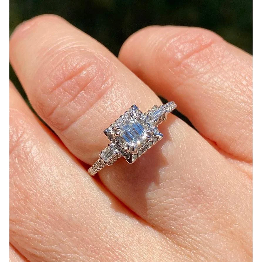 Baguette Cut Diamond Engagement Ring in 14k White Gold - Image 5