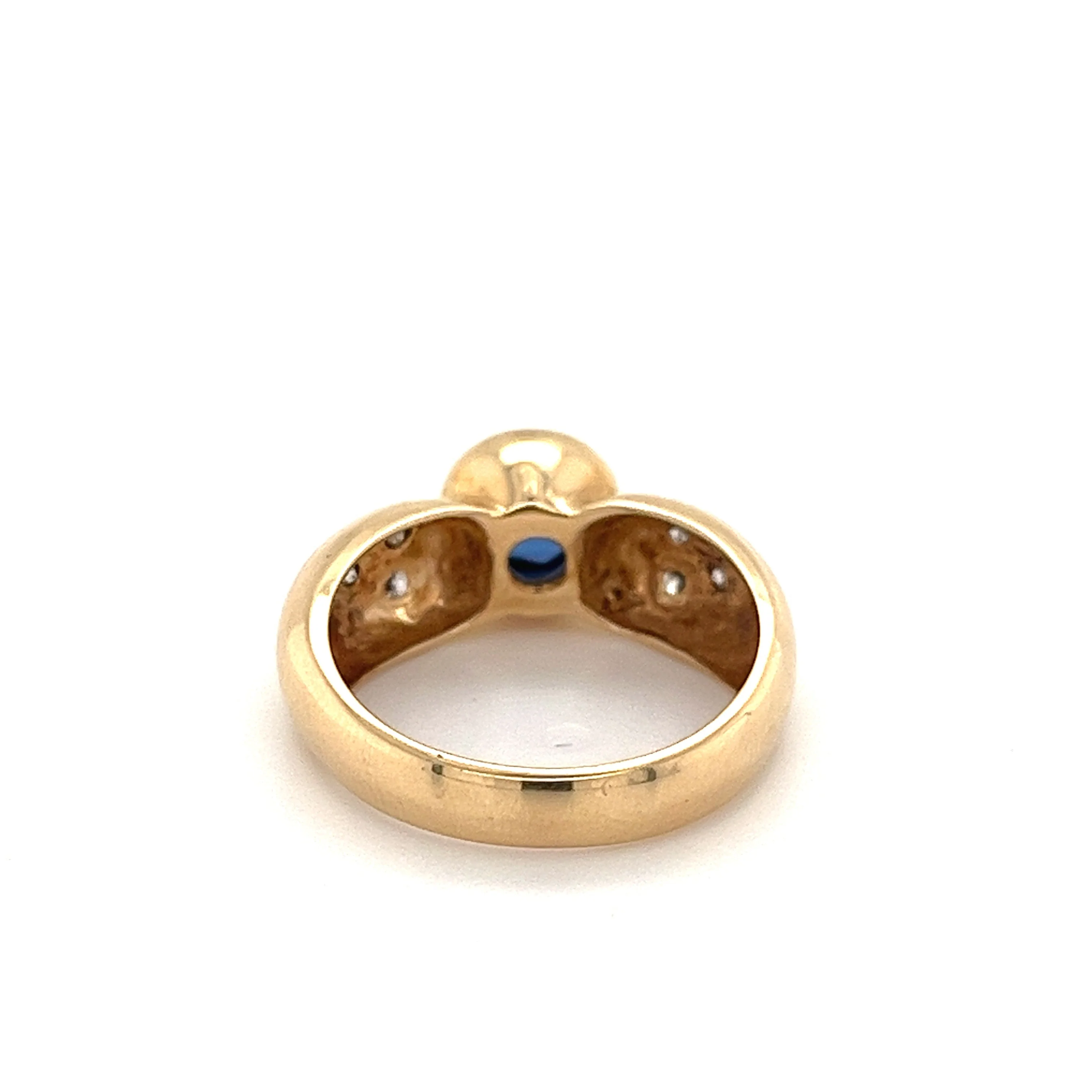 Bezel Set Blue Sapphire and Diamond Ring in 14k Yellow Gold - Image 5