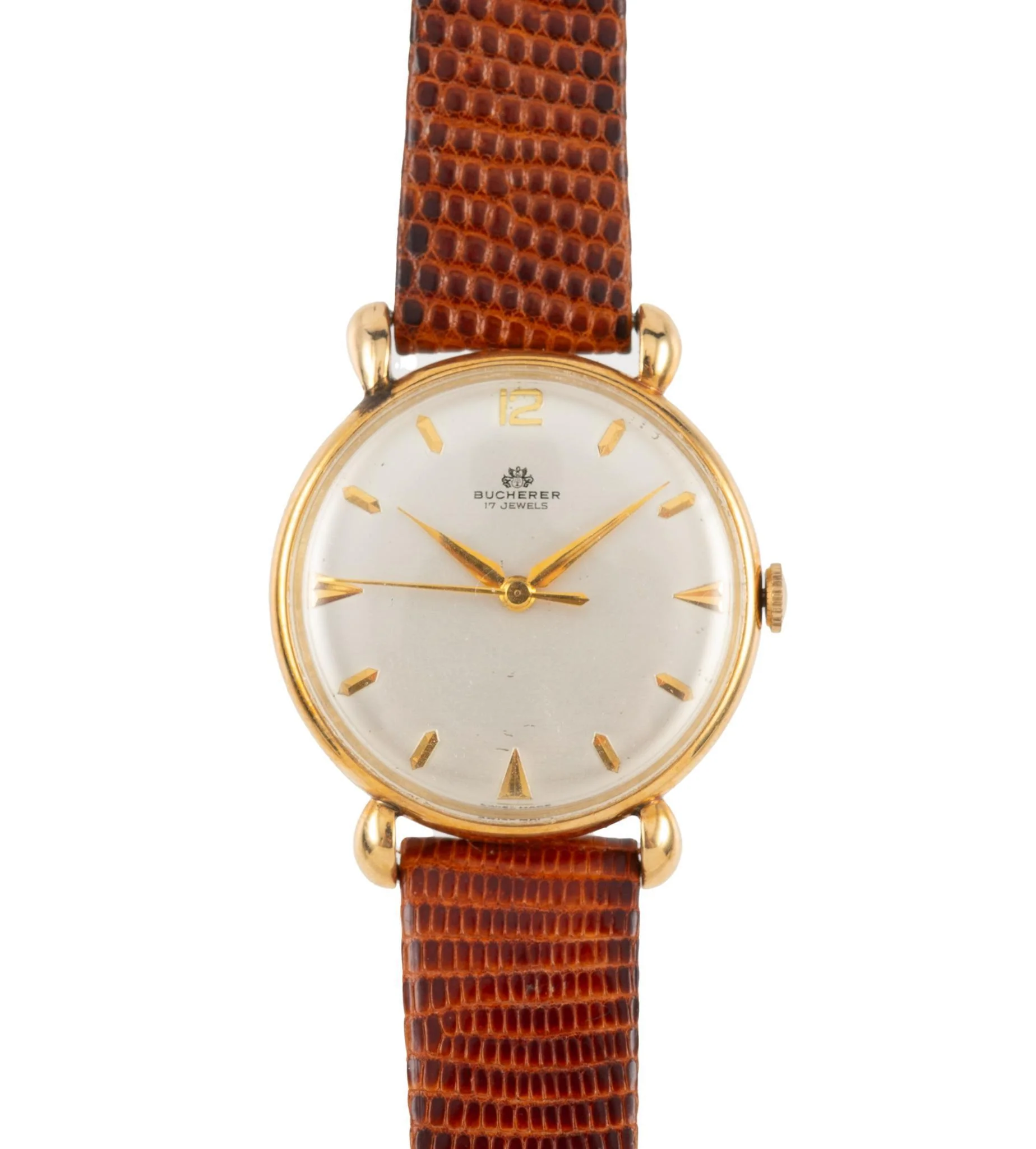 Bucherer 33mm Manual Wind 18K Gold On Leather Watch Ref 50030
