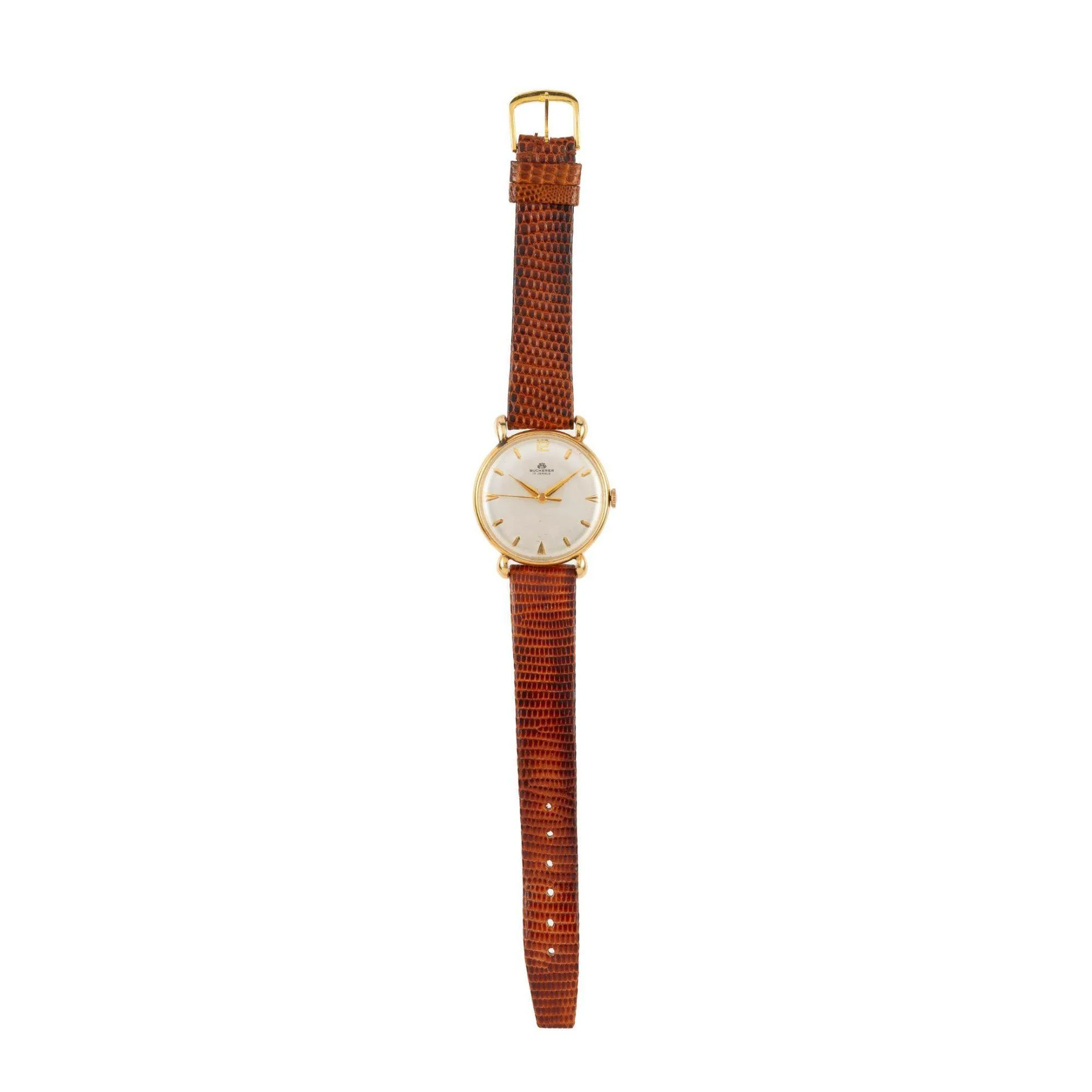 Bucherer 33mm Manual Wind 18K Gold On Leather Watch Ref 50030 - Image 4