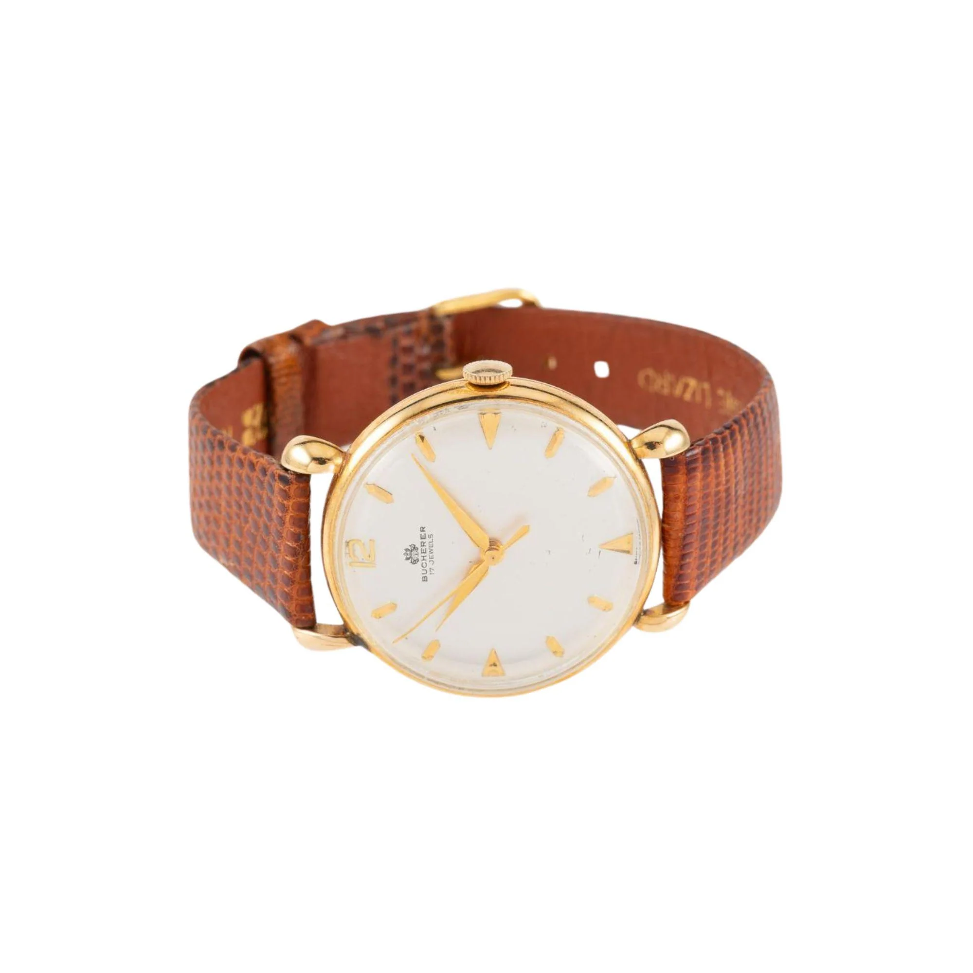 Bucherer 33mm Manual Wind 18K Gold On Leather Watch Ref 50030 - Image 6