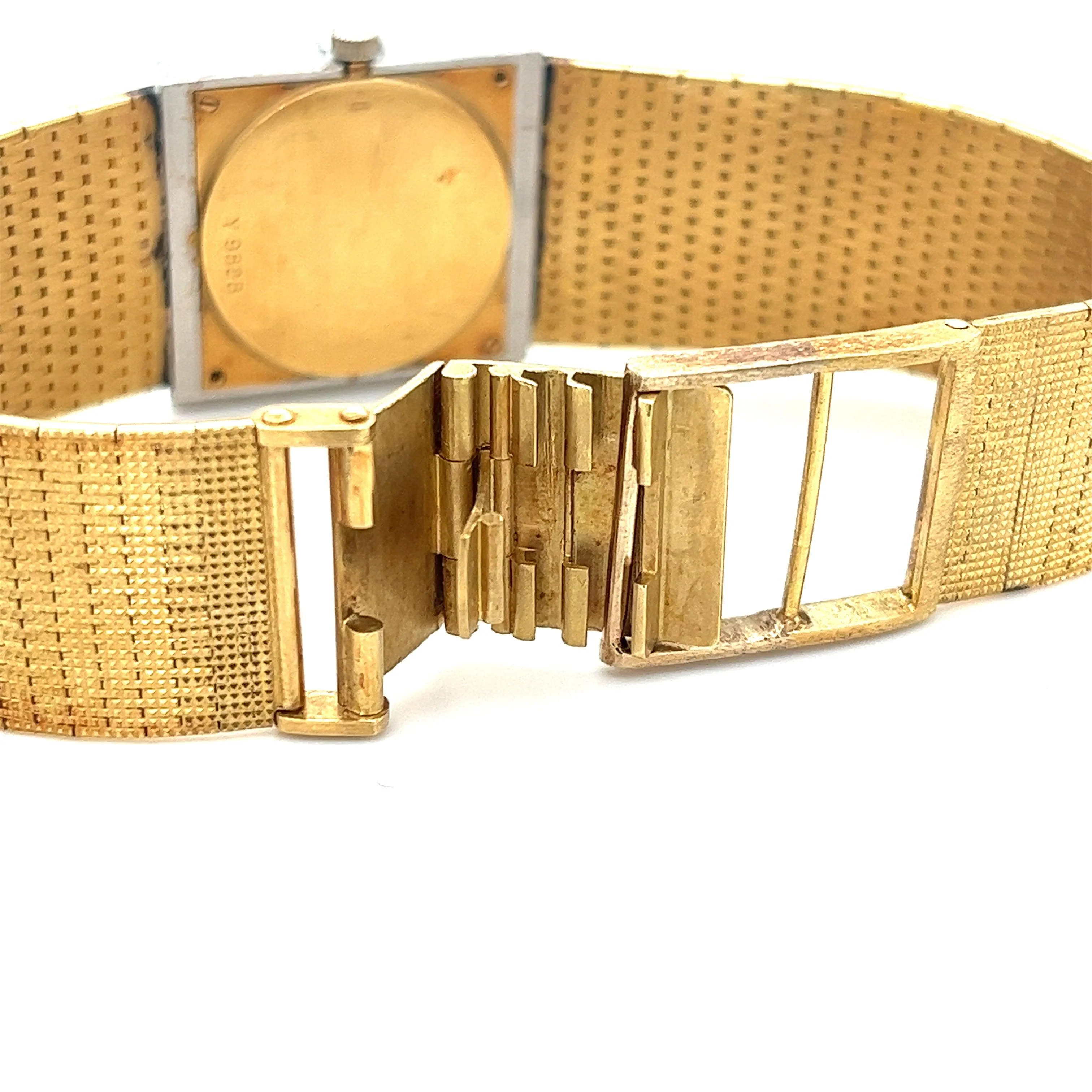 Bueche Girod Mens Square Watch in 18k gold & Diamond Bezel - Image 5