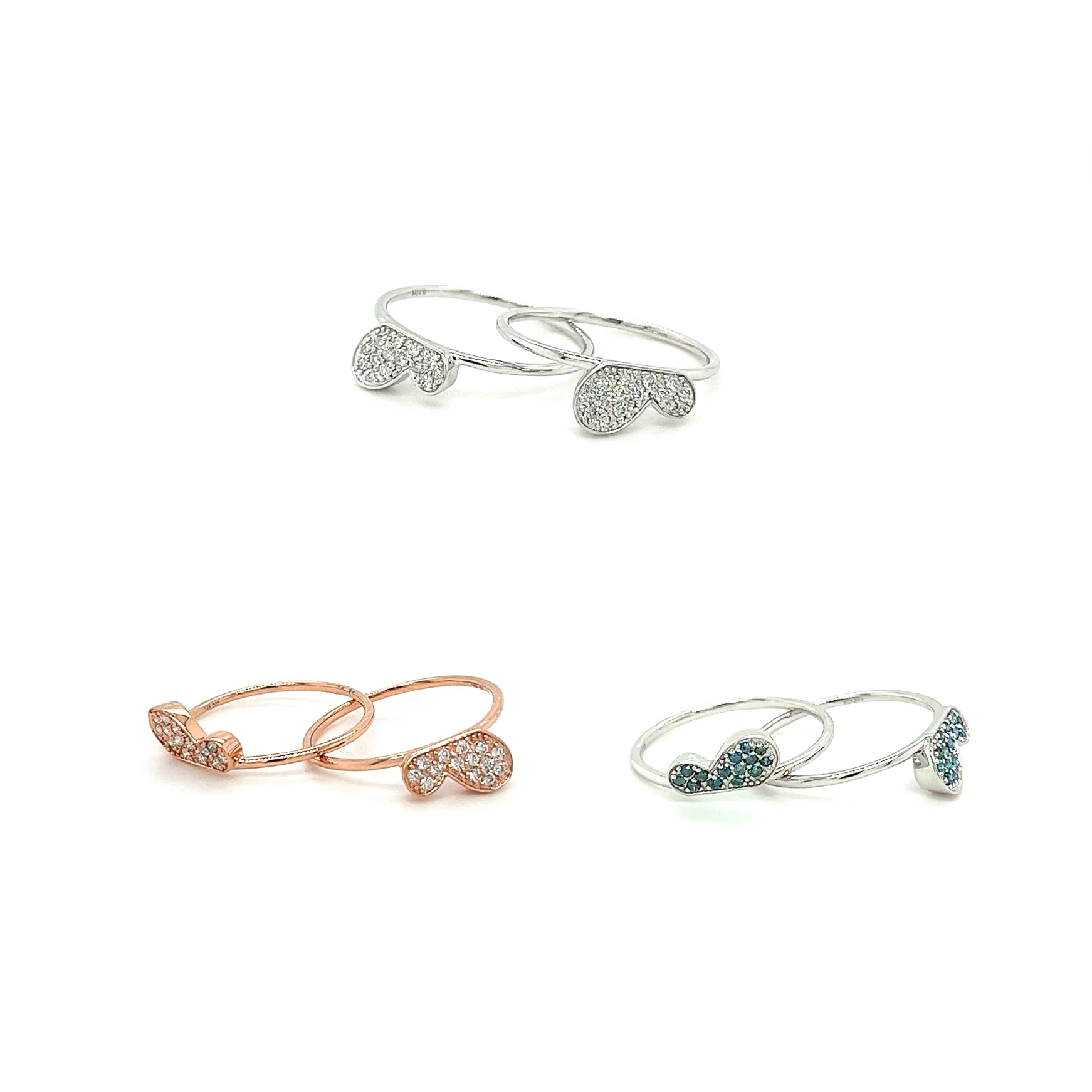 Natural Diamond Butterfly Ring 14K Gold Two-Piece Stack Ring - Image 14