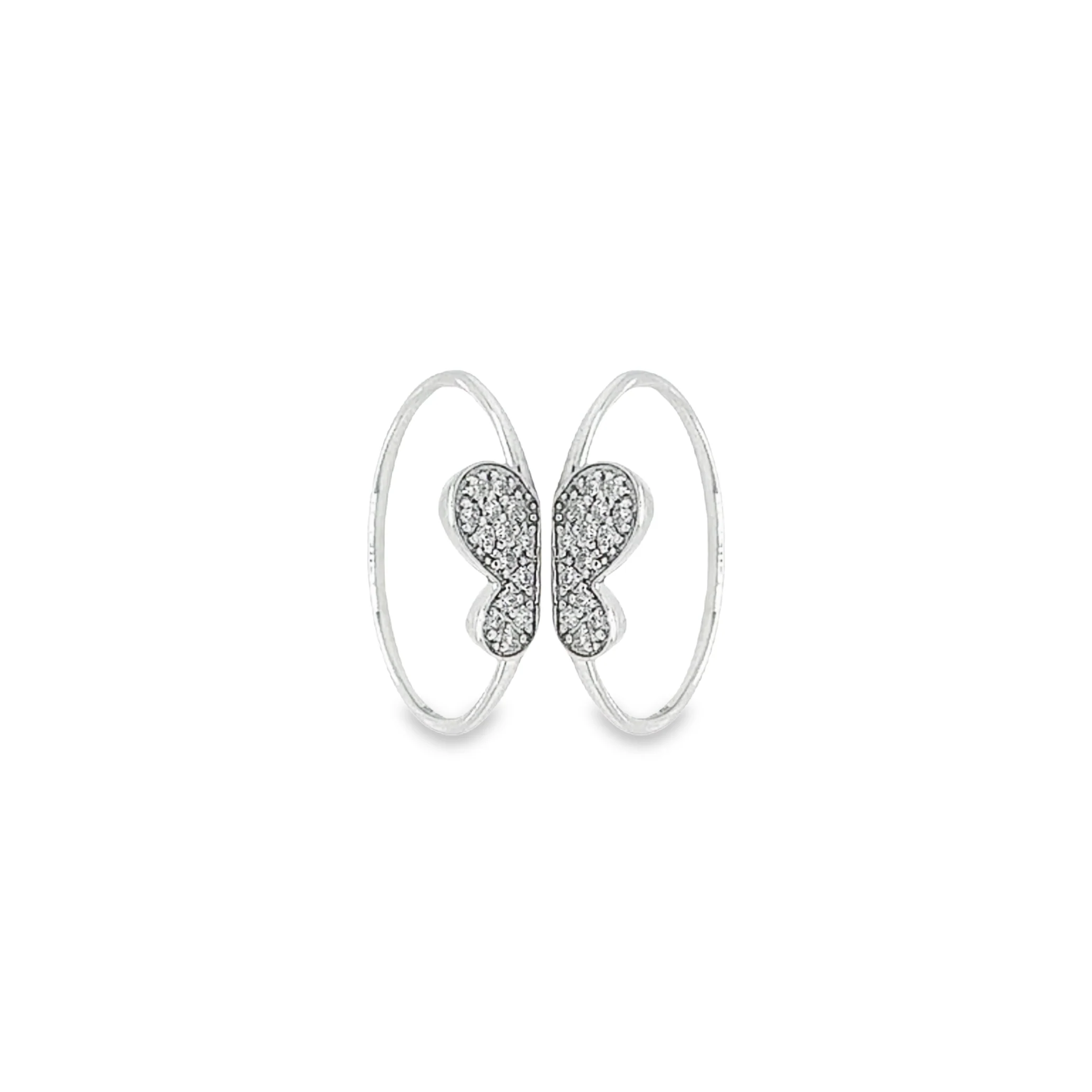 Natural Diamond Butterfly Ring 14K Gold Two-Piece Stack Ring - Image 6
