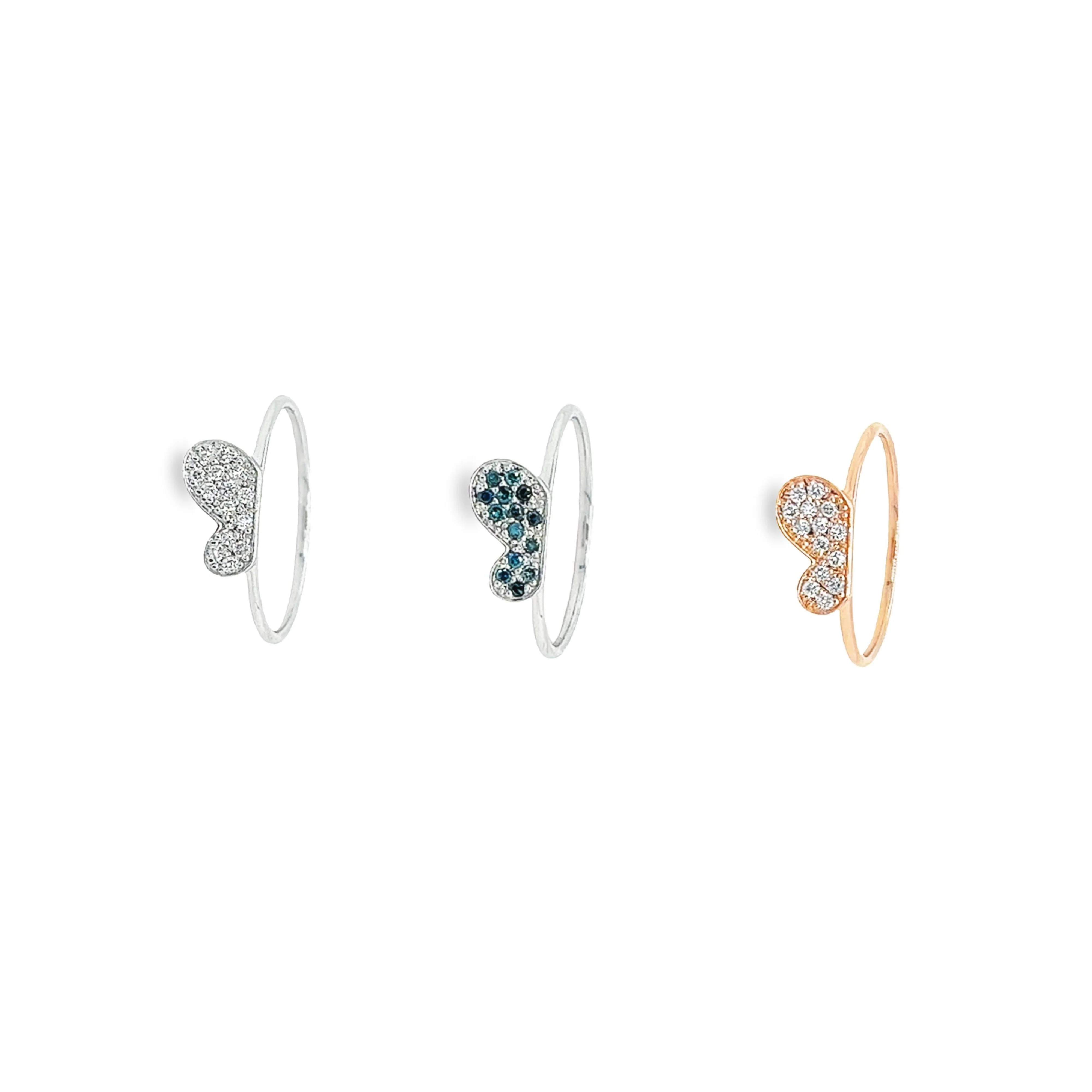 Natural Diamond Butterfly Ring 14K Gold Two-Piece Stack Ring - Image 7
