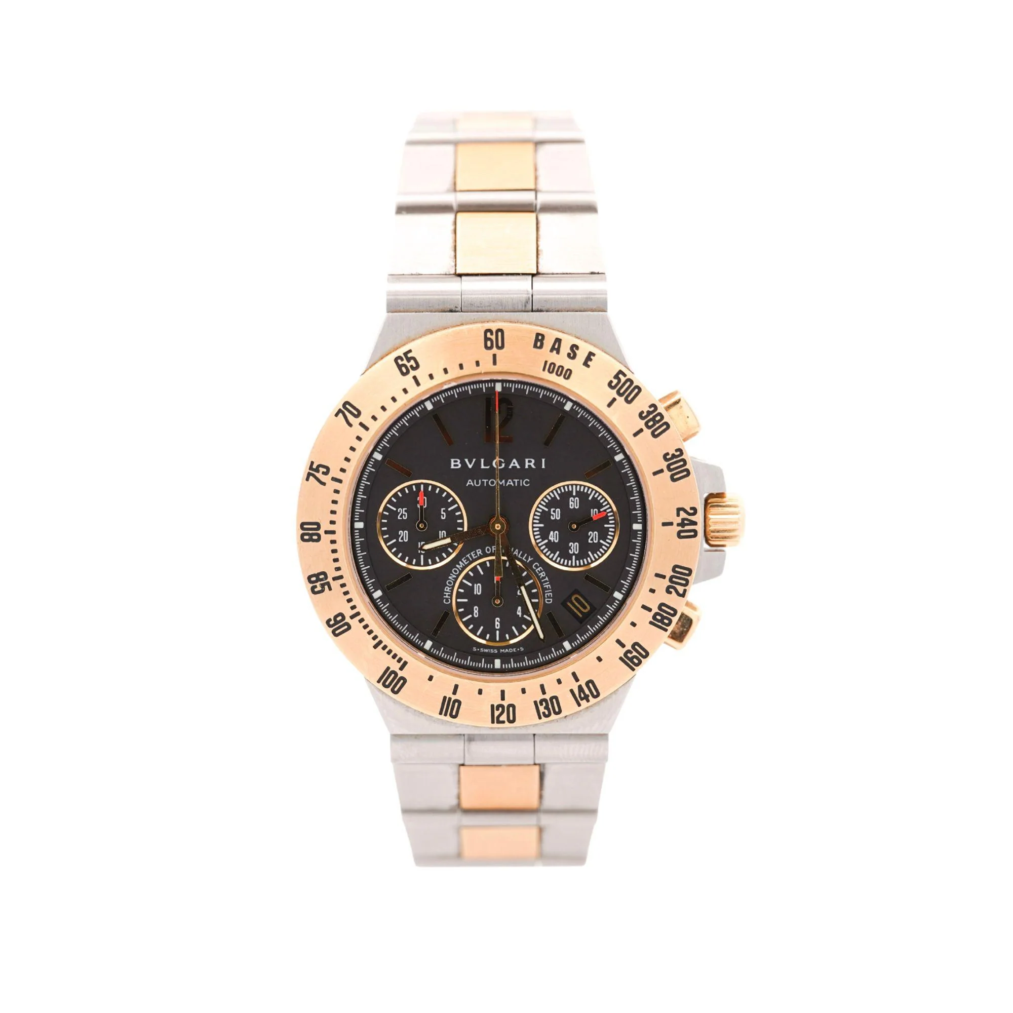 Bvlgari Diagono 0040 Professional 40mm Two-Tone Steel Gold Black Dial Watch