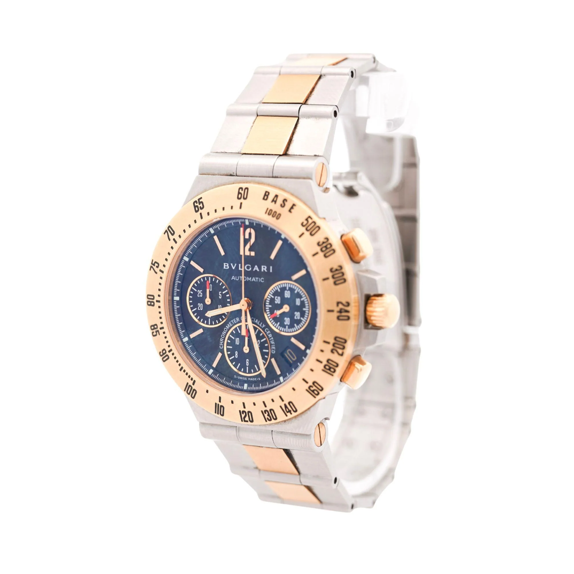 Bvlgari Diagono 0040 Professional 40mm Two-Tone Steel Gold Black Dial Watch - Image 3