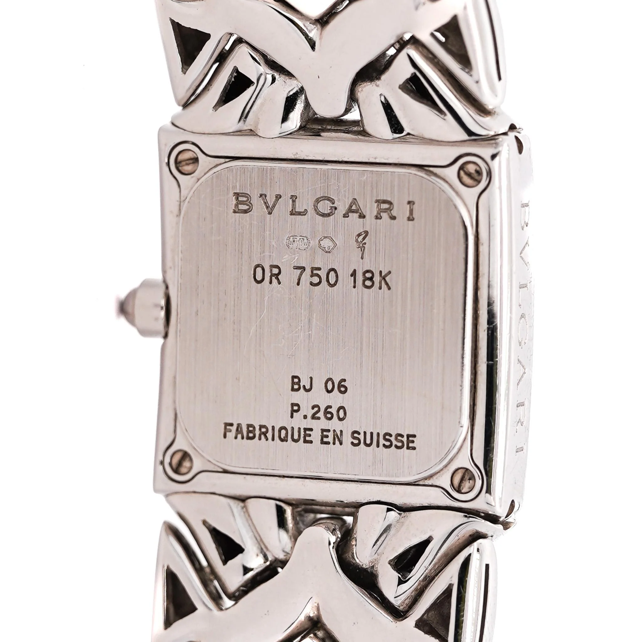 Bvlgari Trika Diamond 18K White Gold Integral Bracelet Square Watch Full Set - Image 3