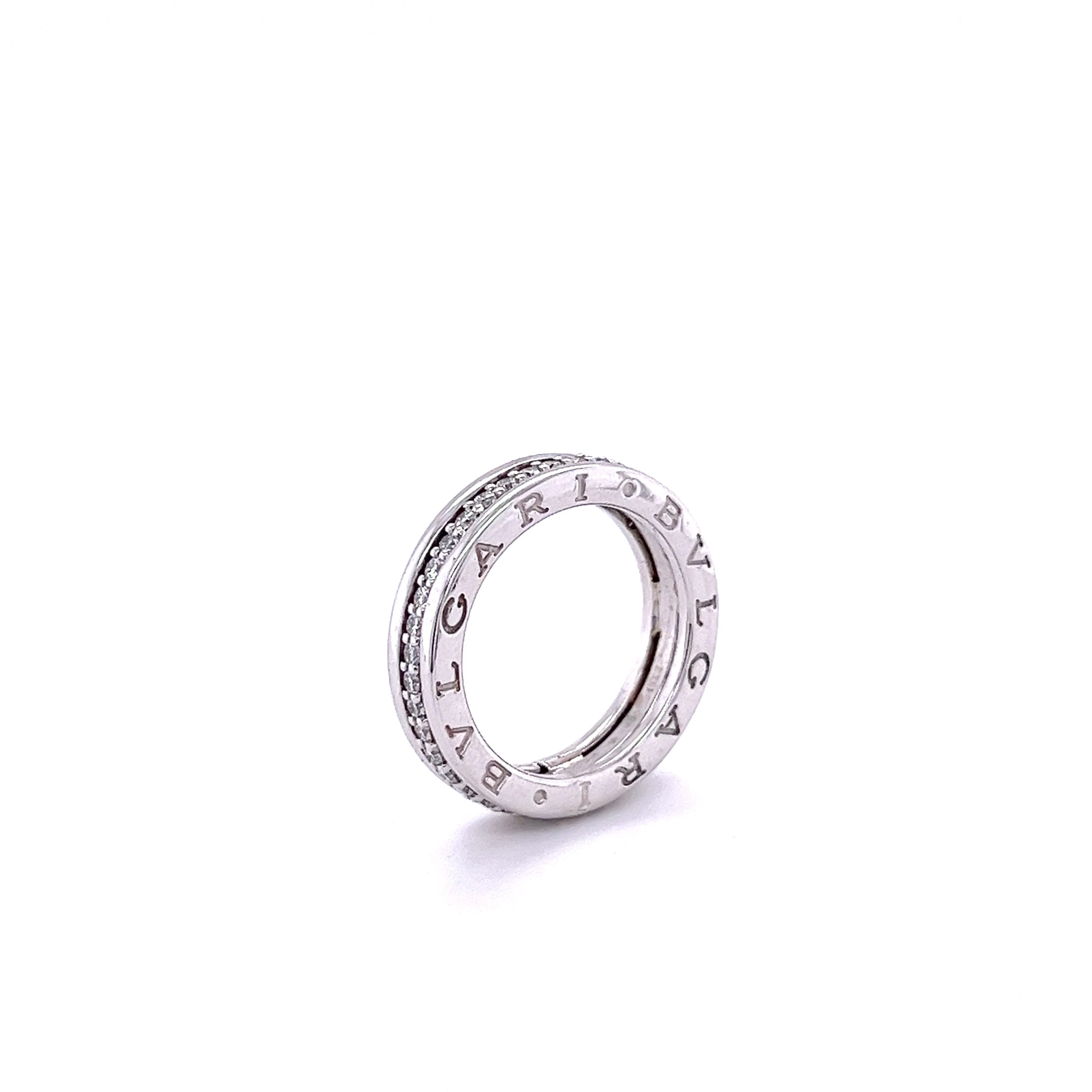 Bulgari 18K White Gold Diamond B.01 B.Zero One Ring Ref. 329347 Size 51 - Image 4