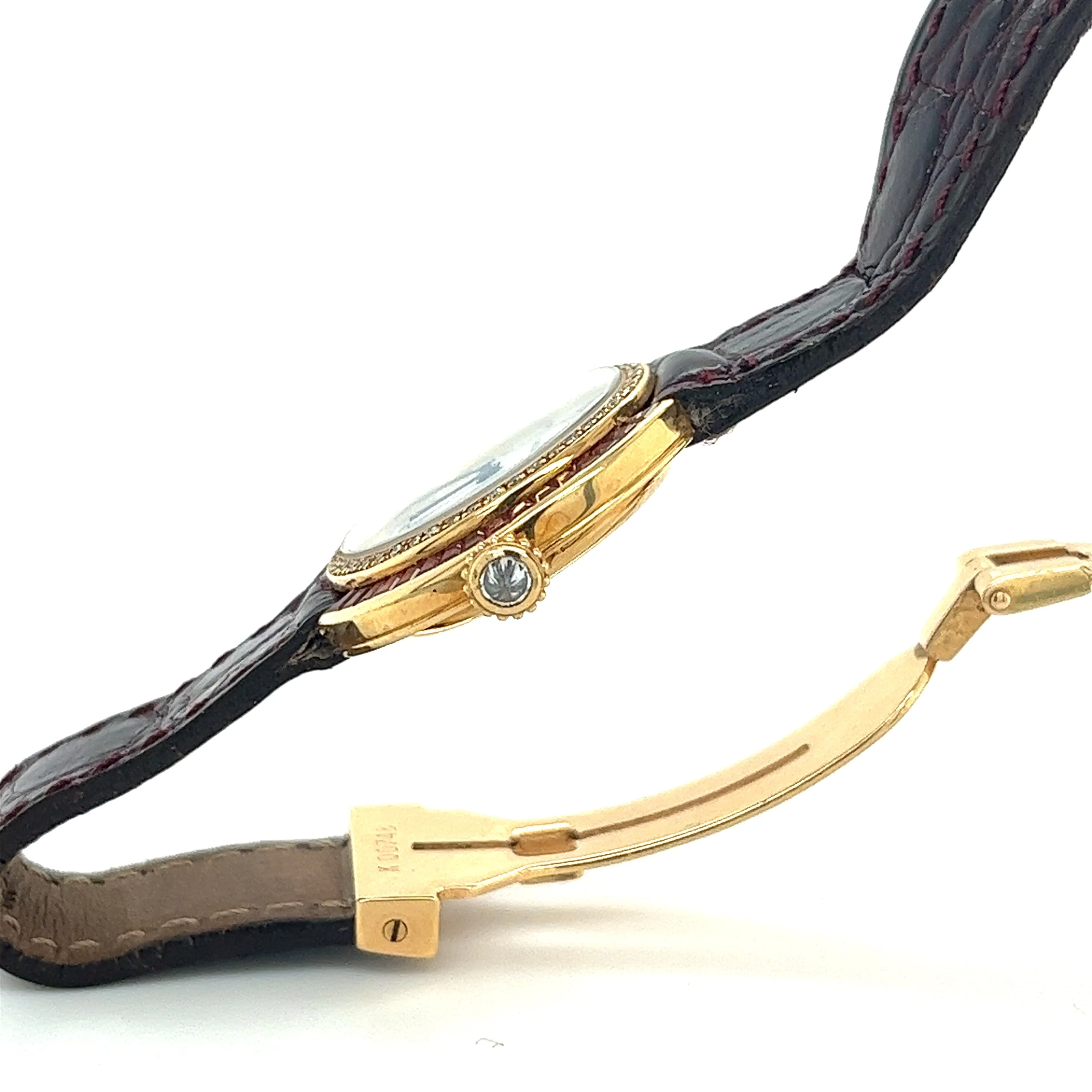 Cartier Paris 18K Gold and Leather 28MM Manual Wind Baguette Ruby and Diamond Watch - Image 10