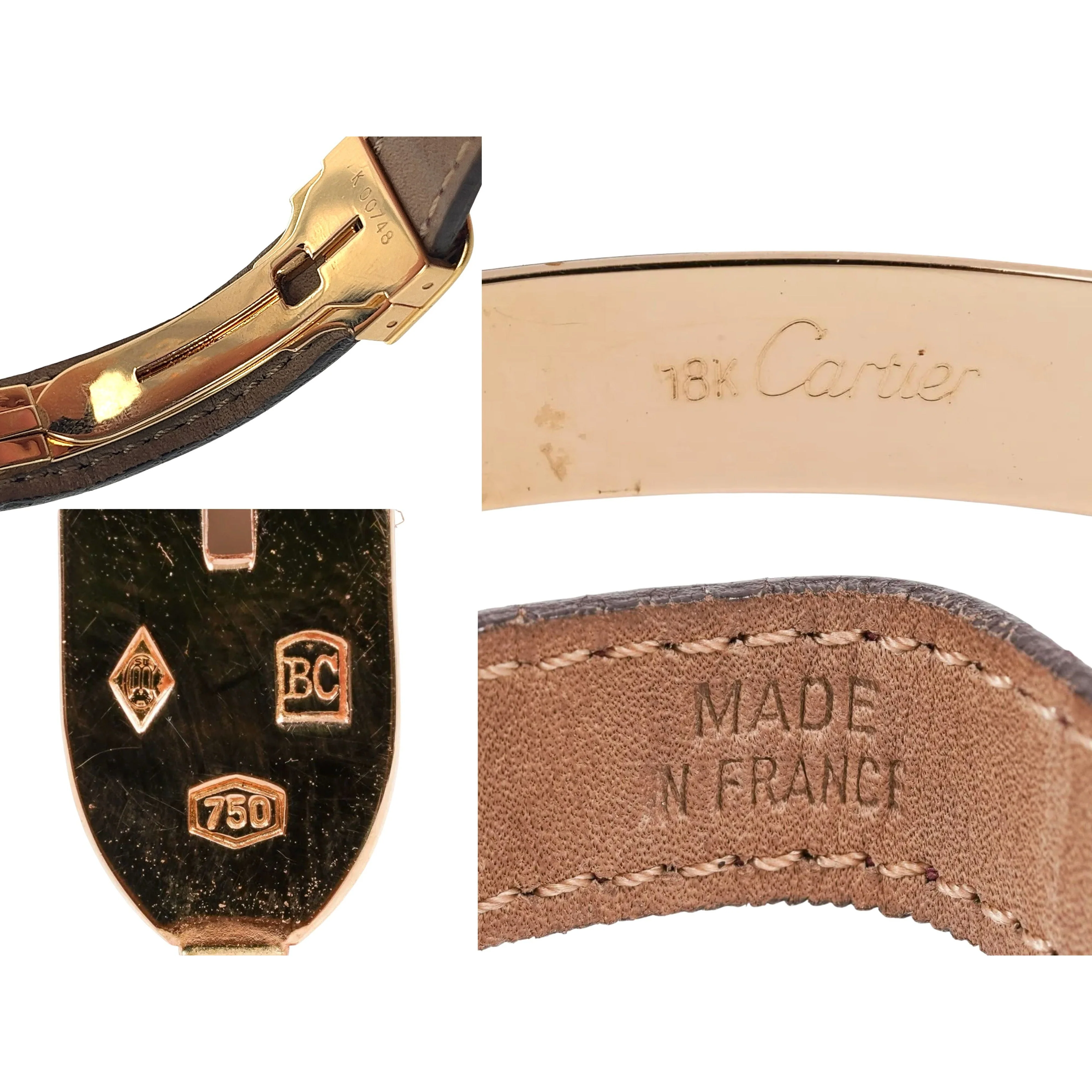 Cartier Paris 18K Gold and Leather 28MM Manual Wind Baguette Ruby and Diamond Watch - Image 8