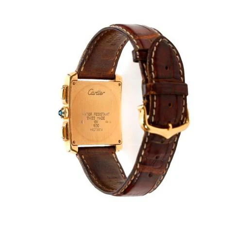 Cartier 18k Gold Tank Francaise Chronograph XL Watch - Image 4