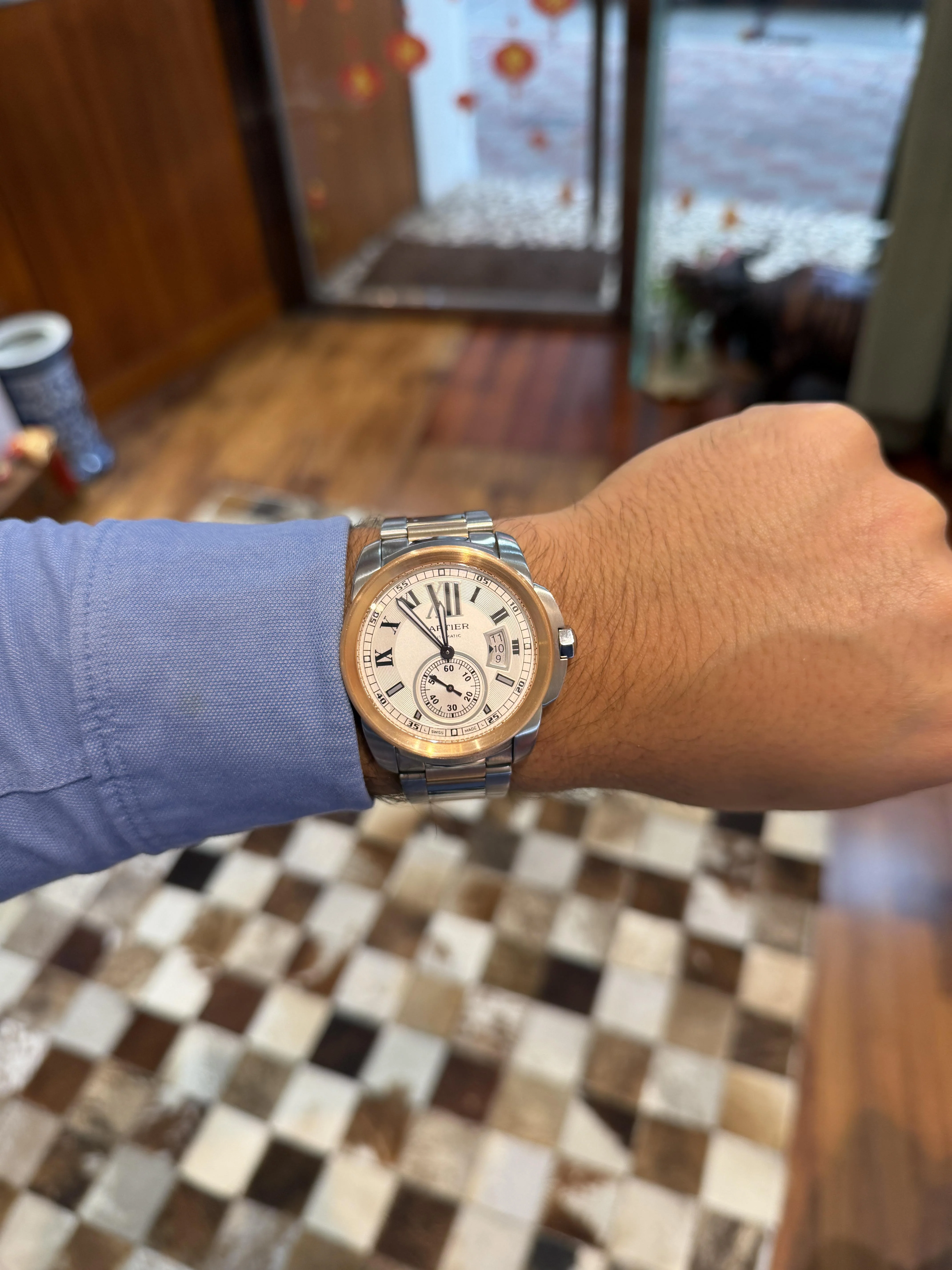 Cartier Calibre 3389 42mm Rose Gold Steel Automatic Watch Box and Papers - Image 8