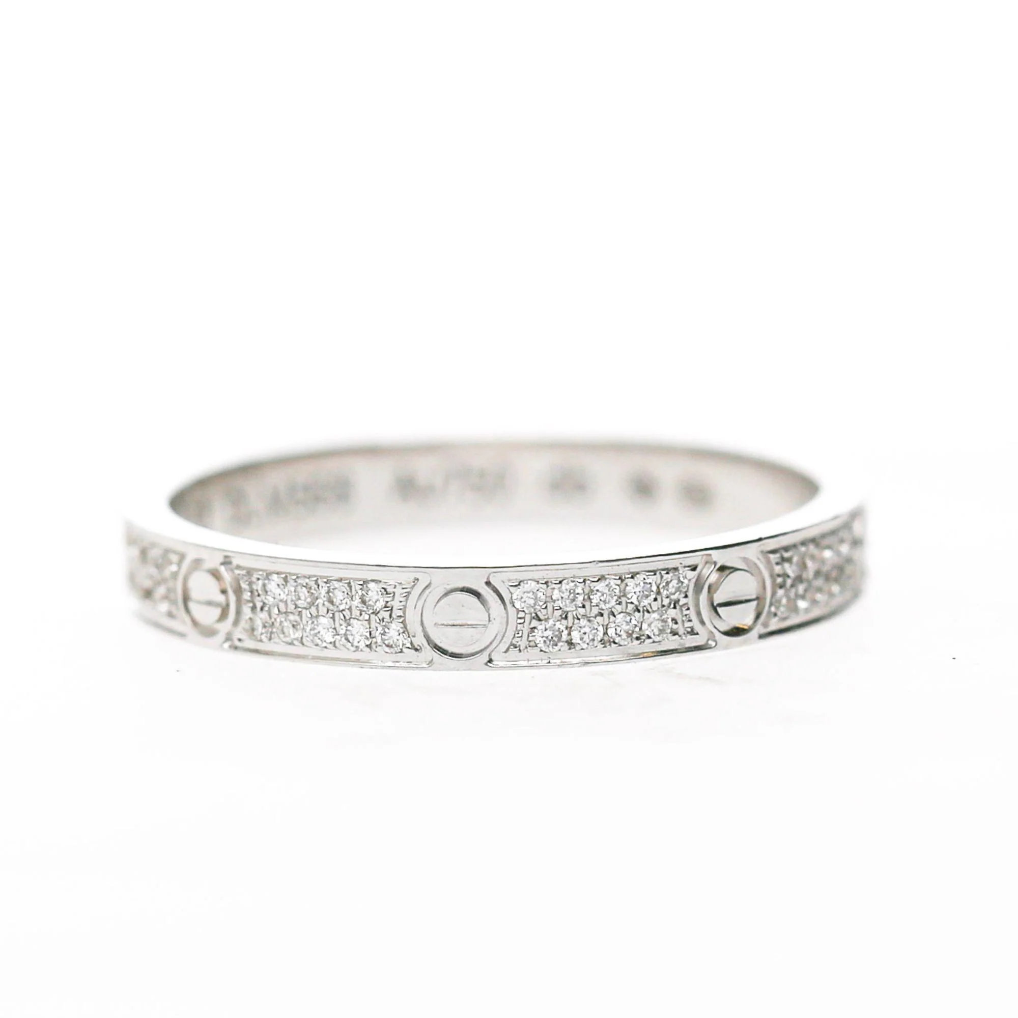 Cartier Love 18K White Gold Full Diamond Pavé Screw Motif Wedding Band Ring - Image 2