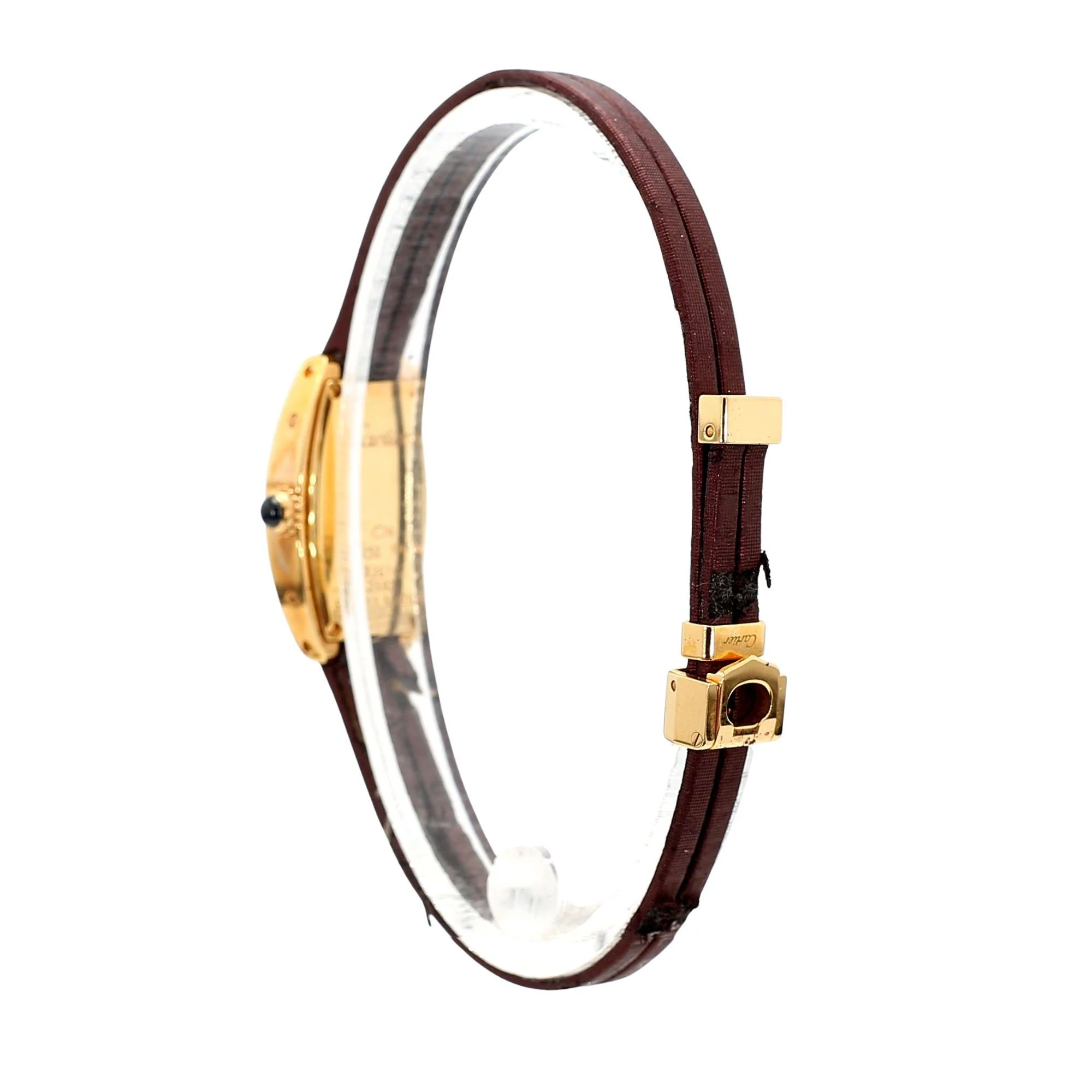 Cartier Mini Tonneau Lanieres 2592 18K Rose Gold Burgundy Strap Quartz Watch - Image 8