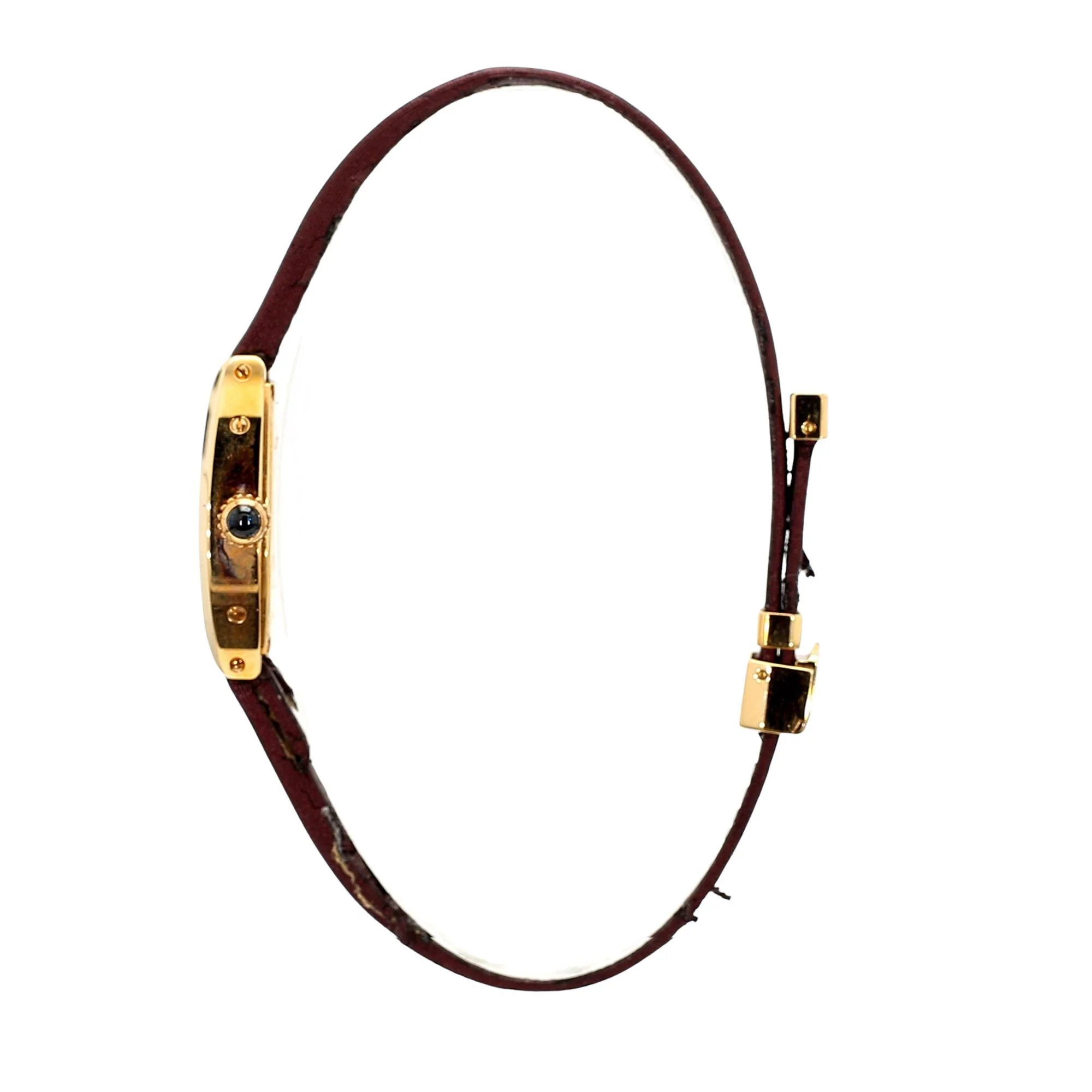 Cartier Mini Tonneau Lanieres 2592 18K Rose Gold Burgundy Strap Quartz Watch - Image 9