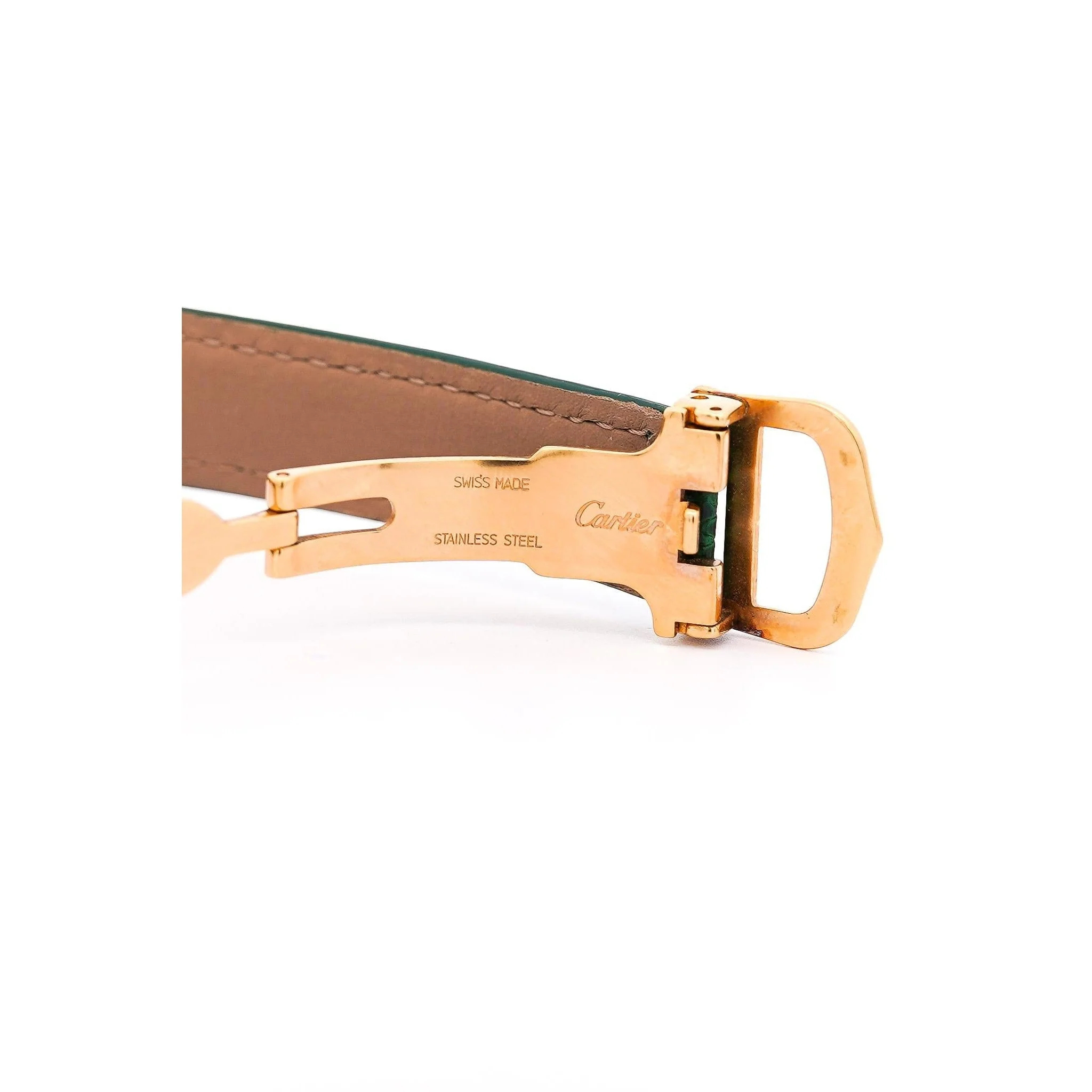 Cartier Must de Tank ref. 2415 Watch On Green/Black Leather With Box & Papers - Image 5