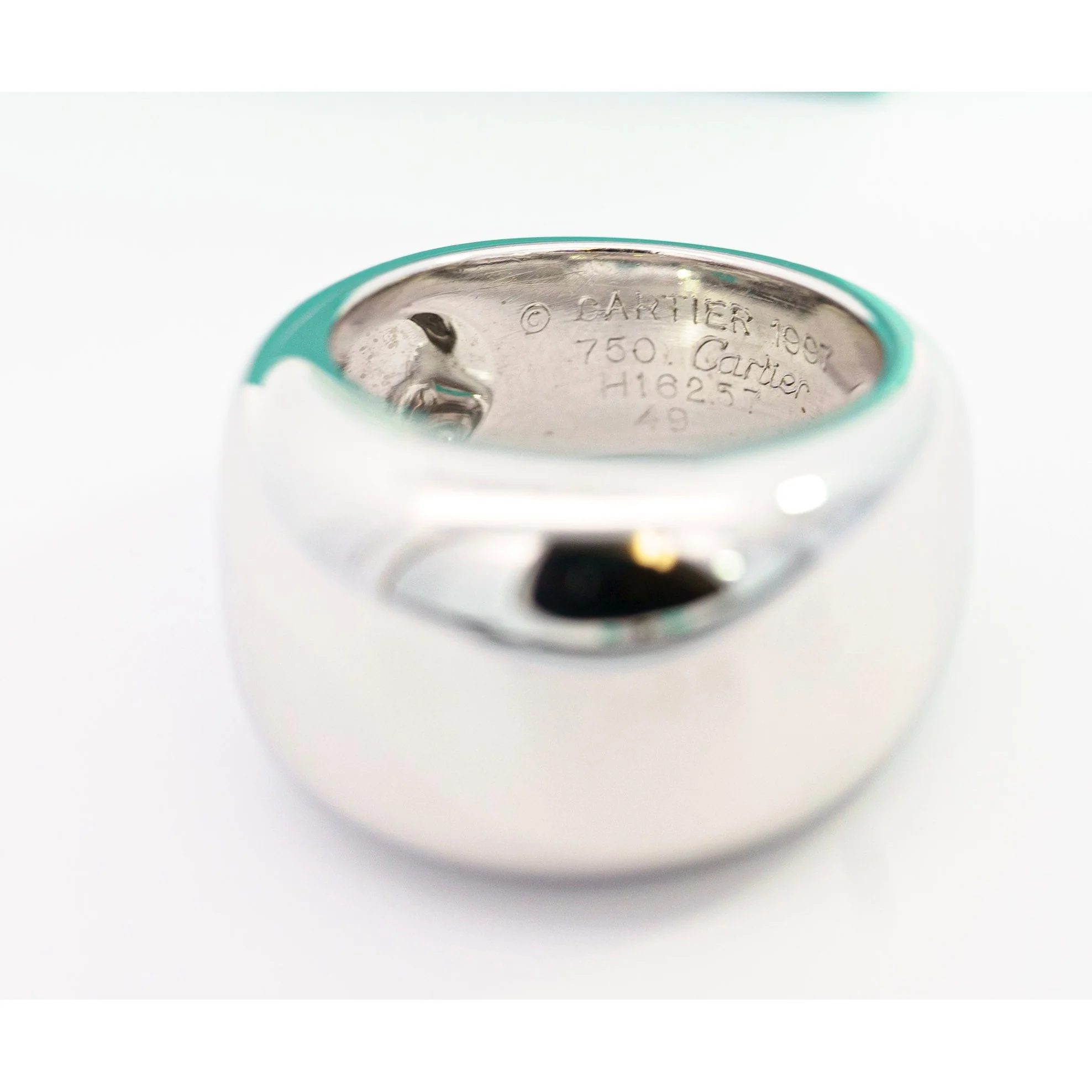Vintage Cartier Nouvelle Vogue 750 White Gold Dome Ring Circa 1997 - Image 2