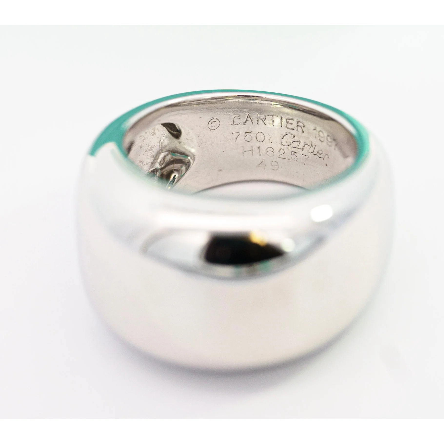 Vintage Cartier Nouvelle Vogue 750 White Gold Dome Ring Circa 1997 - Image 5