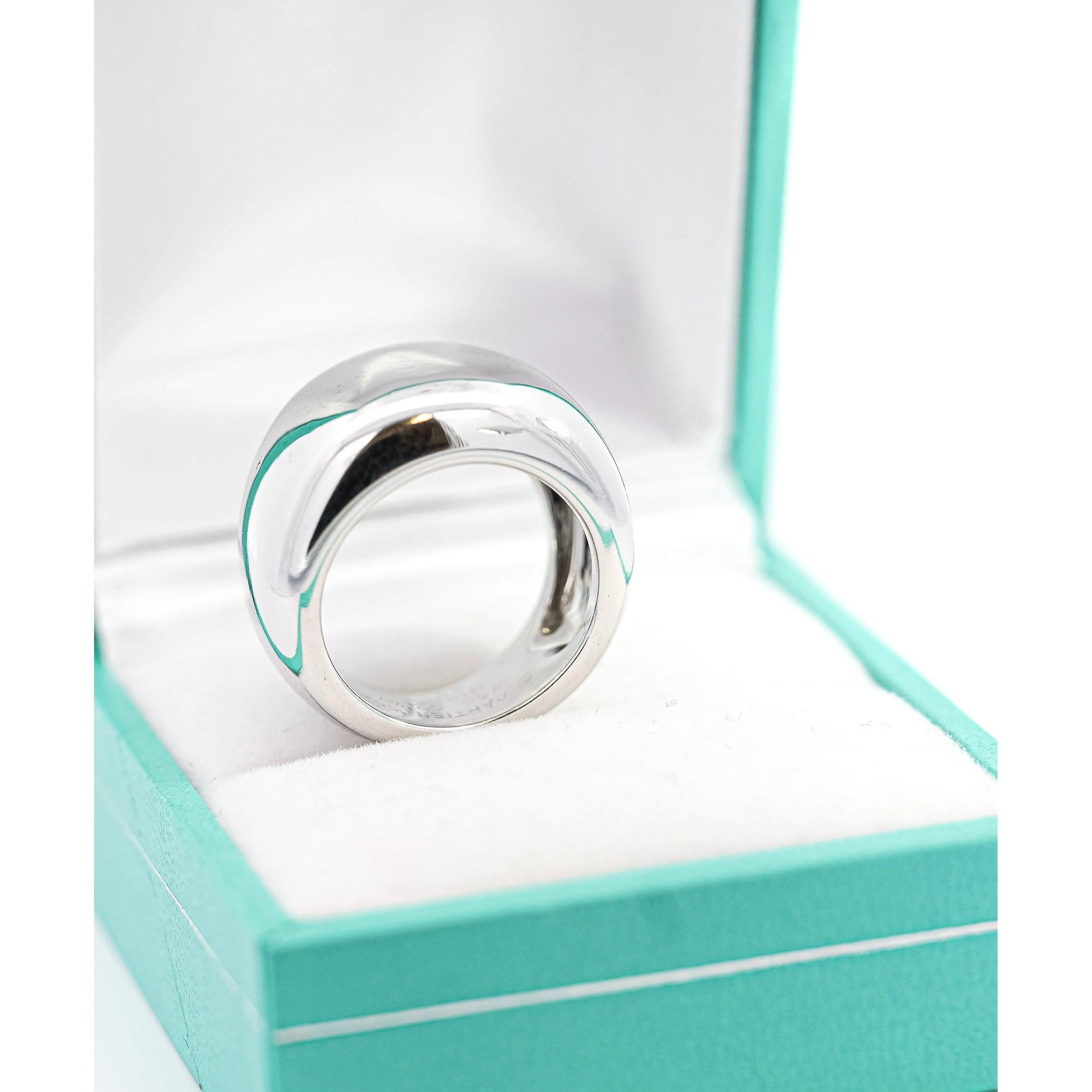 Vintage Cartier Nouvelle Vogue 750 White Gold Dome Ring Circa 1997 - Image 7