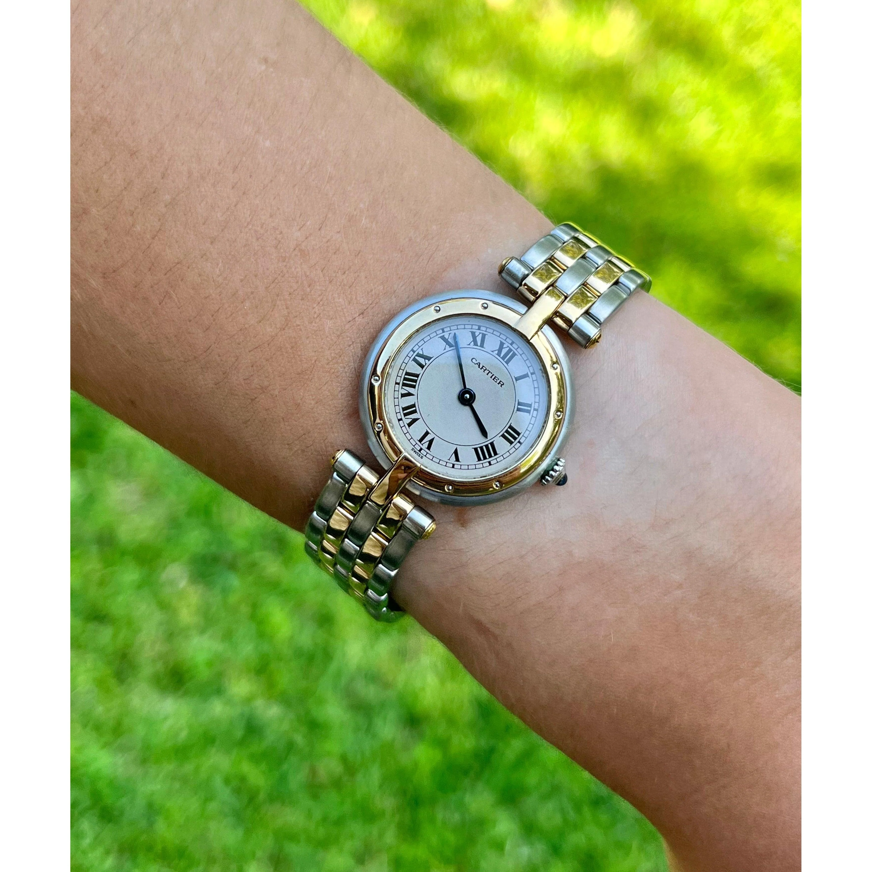 Cartier Panthere 1057920 Vendome 18k Gold Steel Champagne Dial Ladies Watch - Image 6