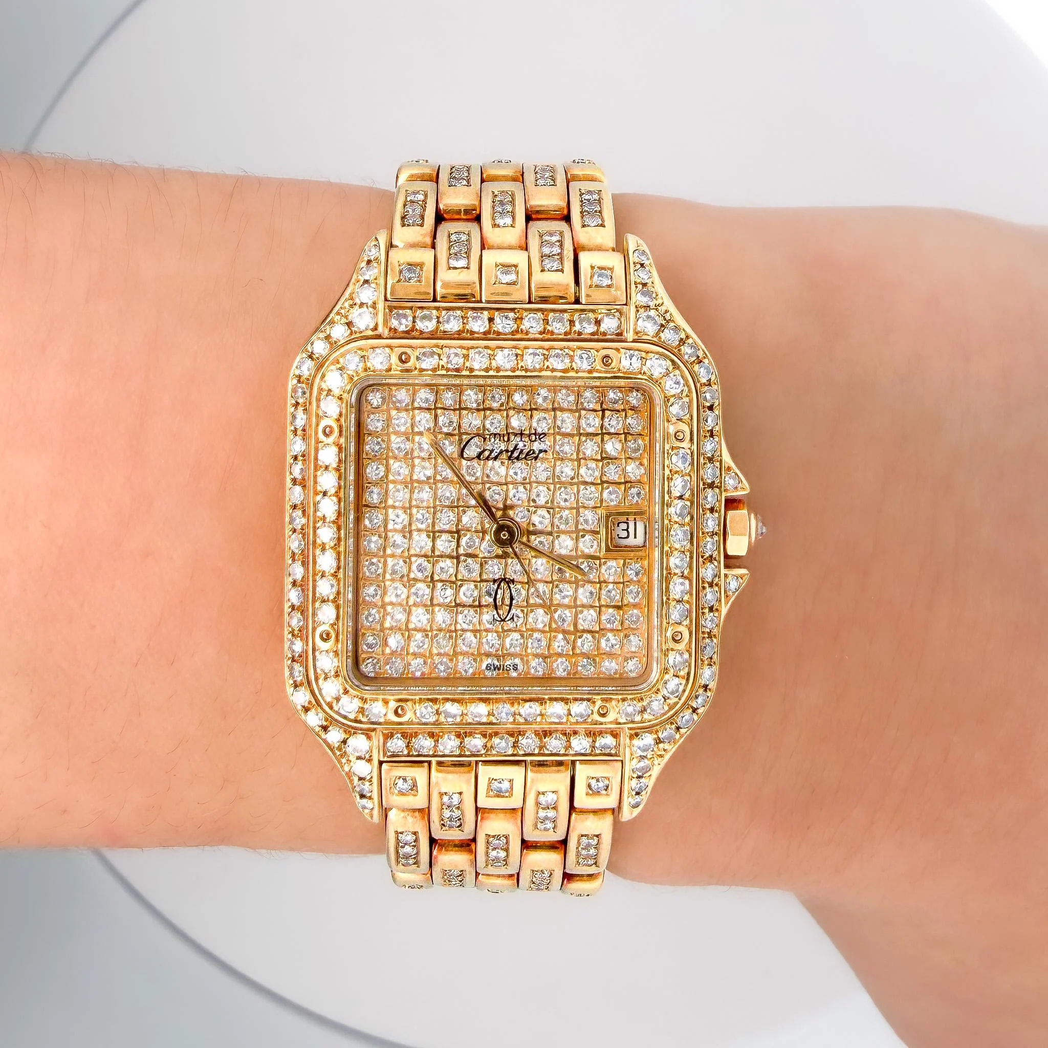 Cartier Panthere Large 27mm Diamond Dial 18K Gold Watch - Image 6