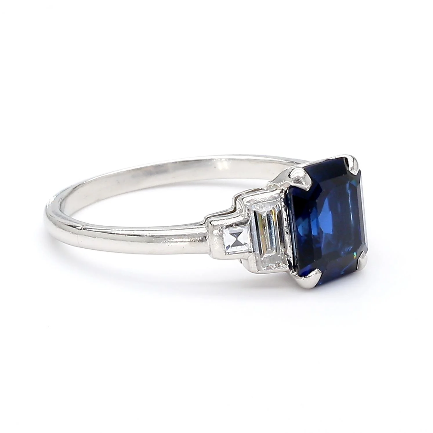 Cartier Paris Art Deco Royal Blue 2.3 Carat No Heat Sapphire and Diamond Ring - Image 3