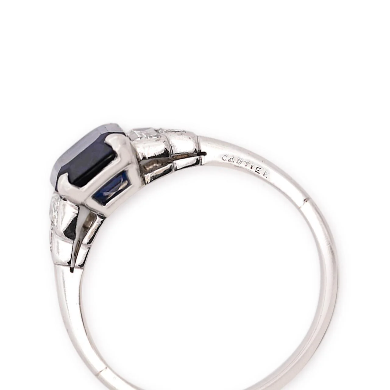 Cartier Paris Art Deco Royal Blue 2.3 Carat No Heat Sapphire and Diamond Ring - Image 9