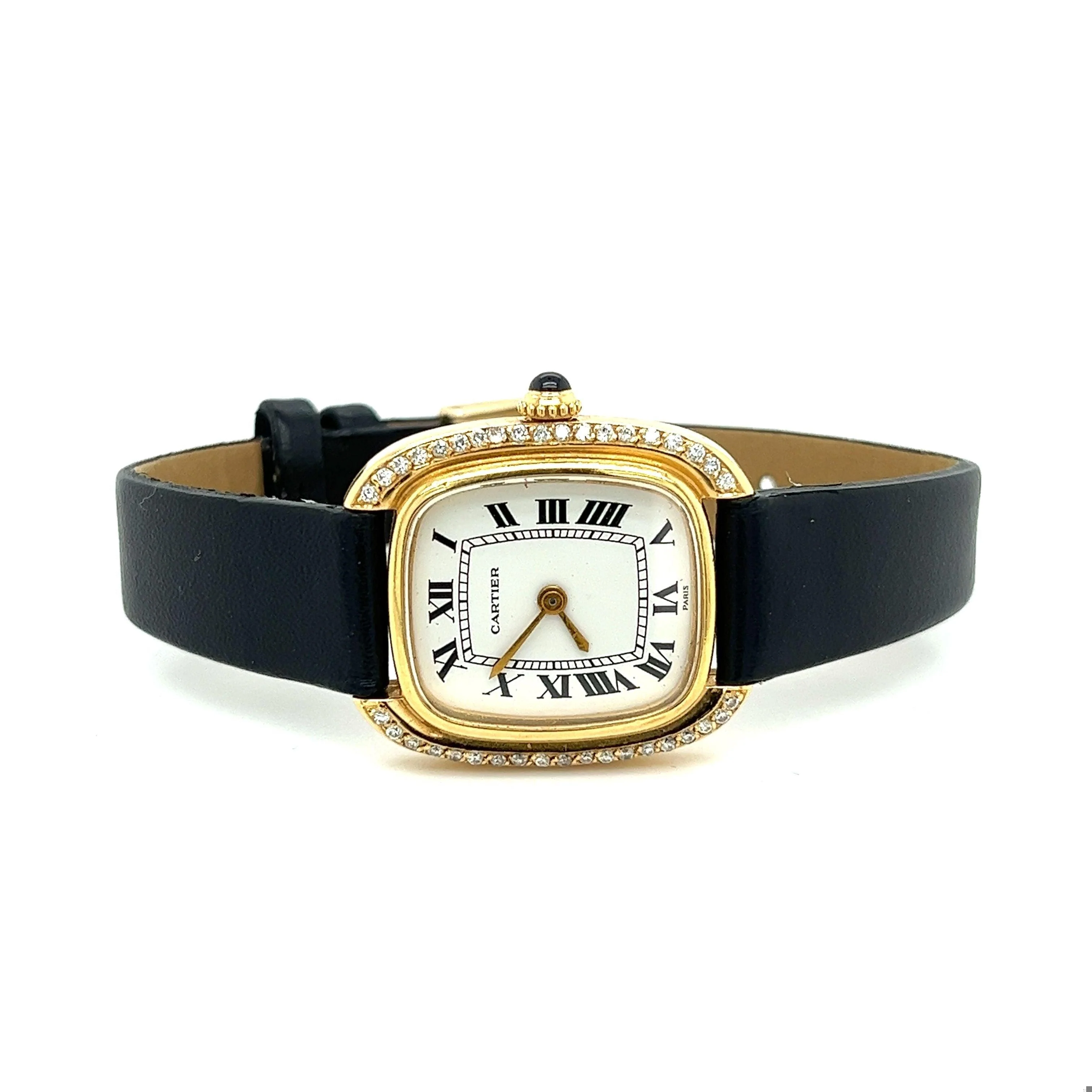 Cartier Paris Gondole 18K Gold Diamond Bezel White Dial Manual Wind Watch - Image 6
