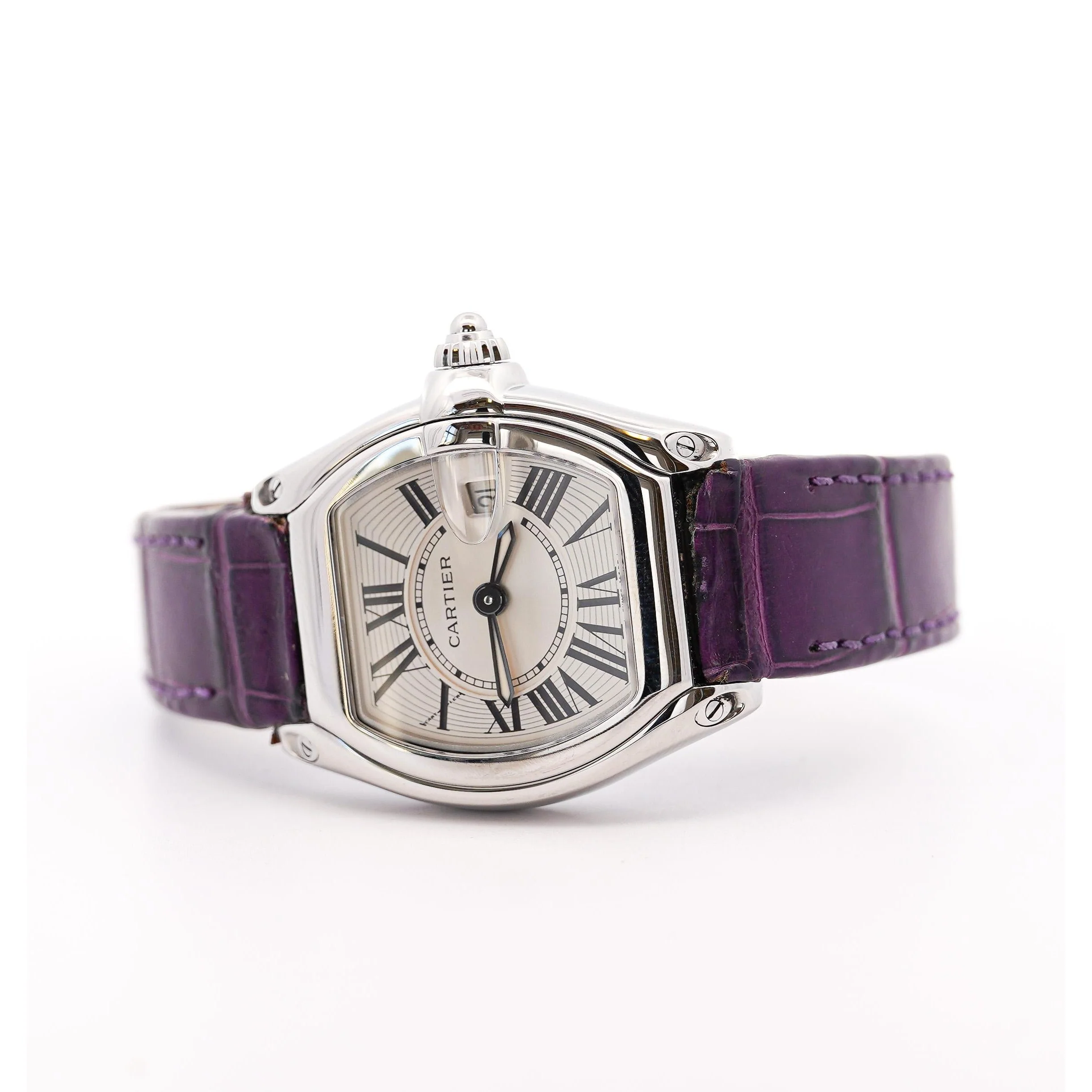 Cartier Roadster 31mm Ref. 2875 Purple Purple Leather Strap Steel Watch - Image 6
