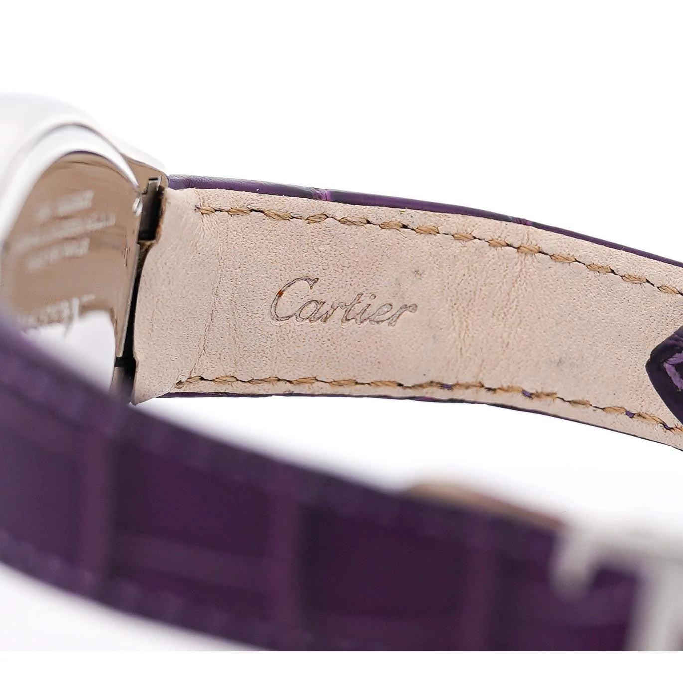 Cartier Roadster 31mm Ref. 2875 Purple Purple Leather Strap Steel Watch - Image 8